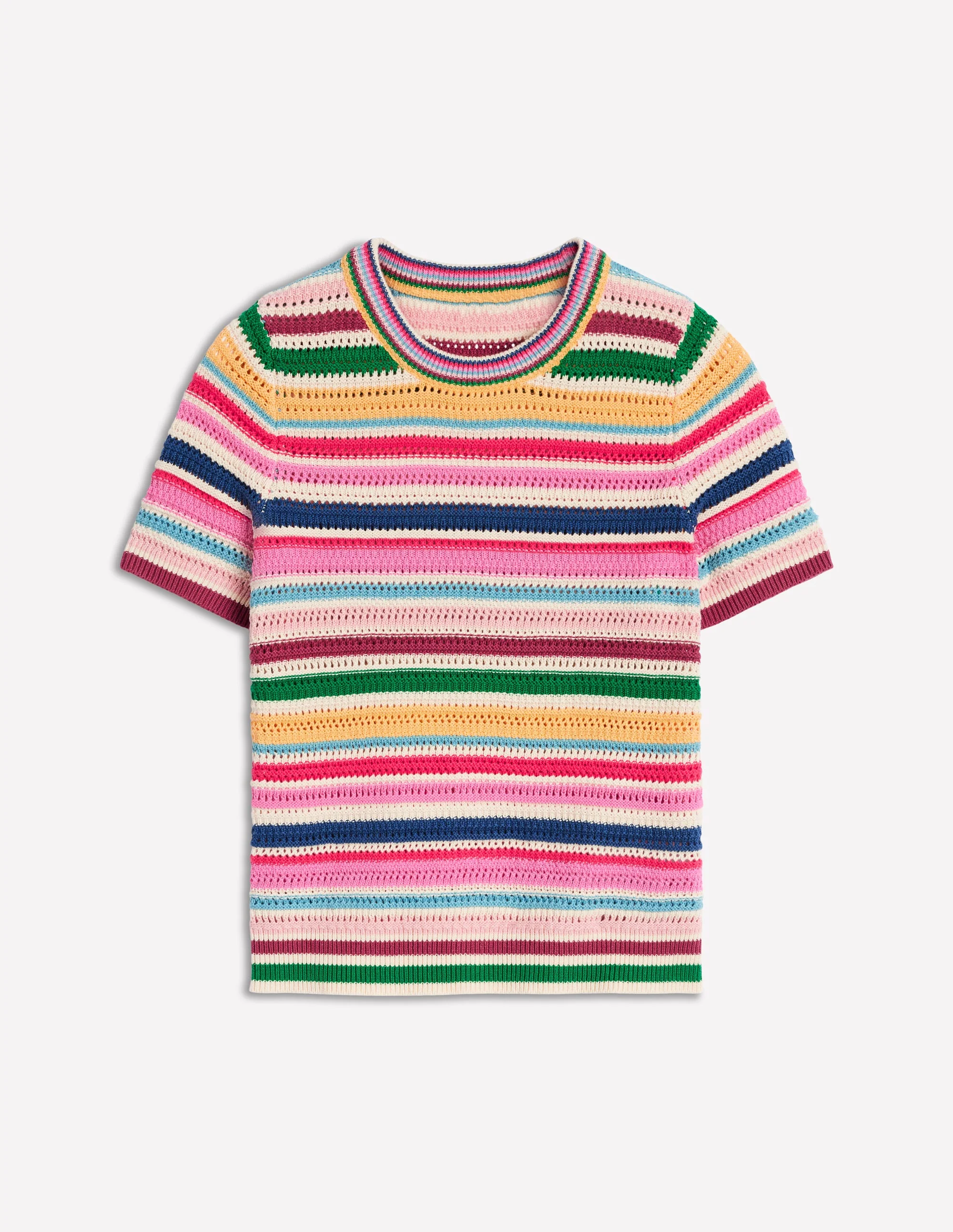 Textured Stitch T-Shirt-Pink Rose, Terracotta Rainbow - Image 5