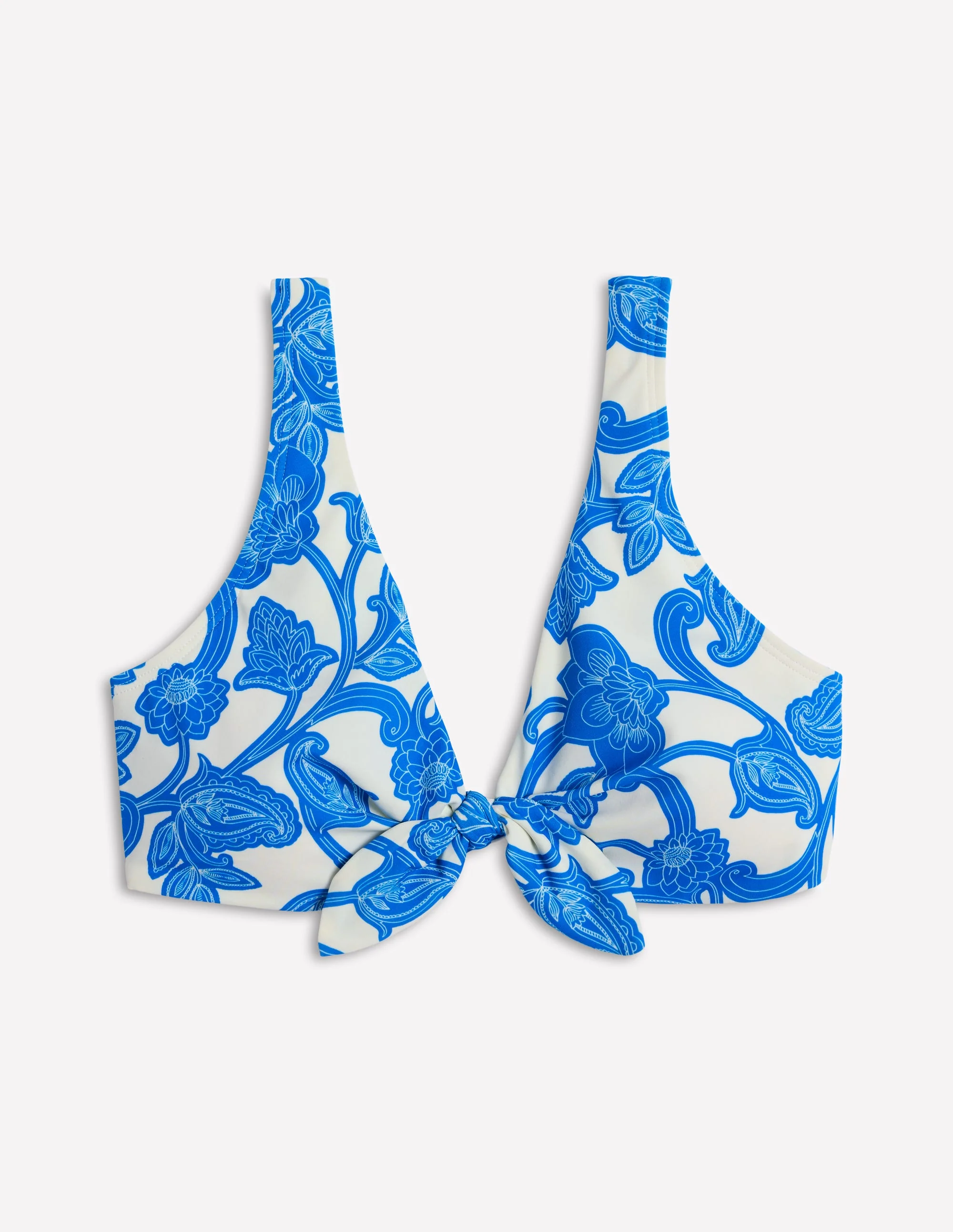 Tie Front Bikini Top-Cerulean Blue, Paisley Whirl - Image 7