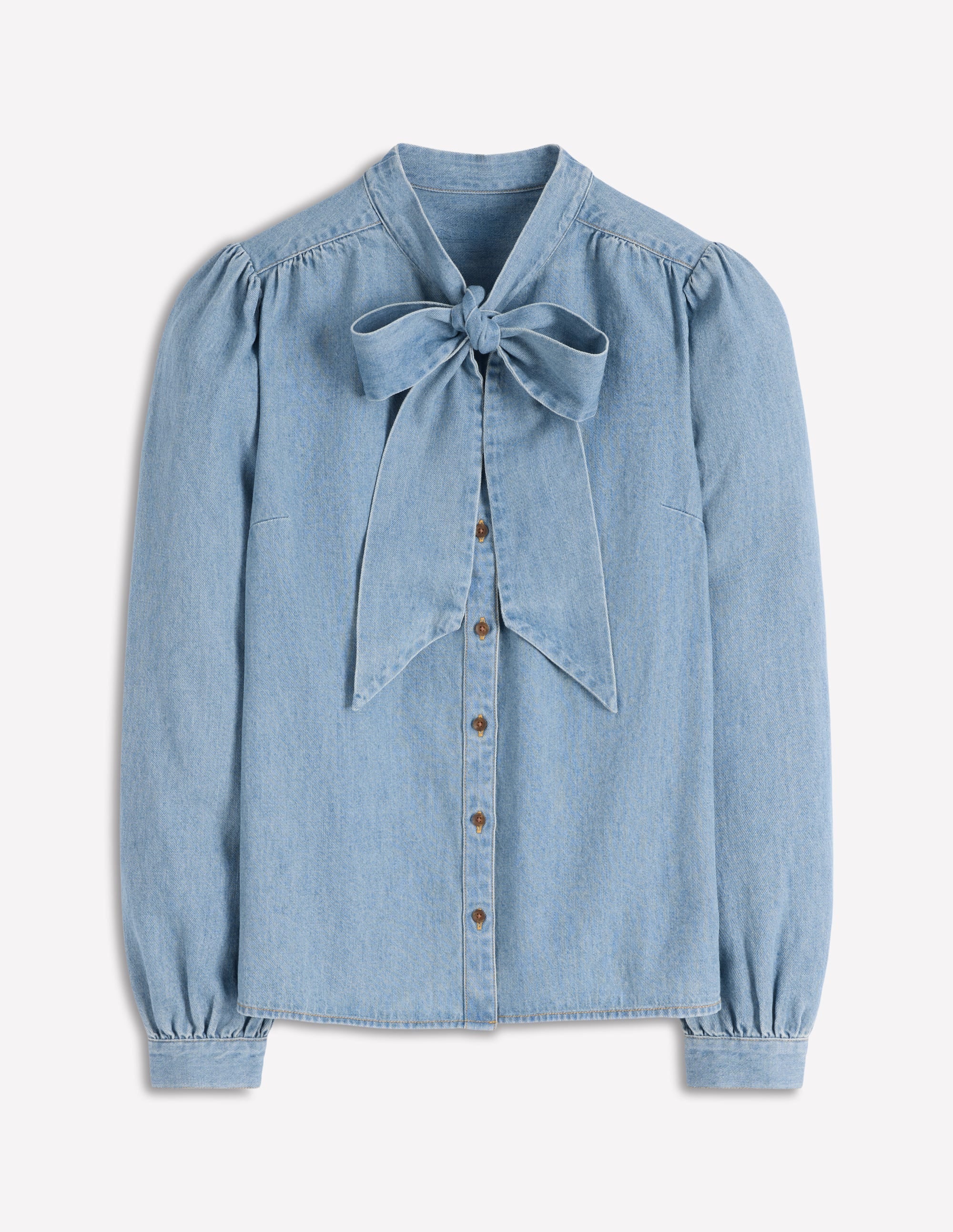 Tie Neck Denim Top-Light Authentic - Image 5