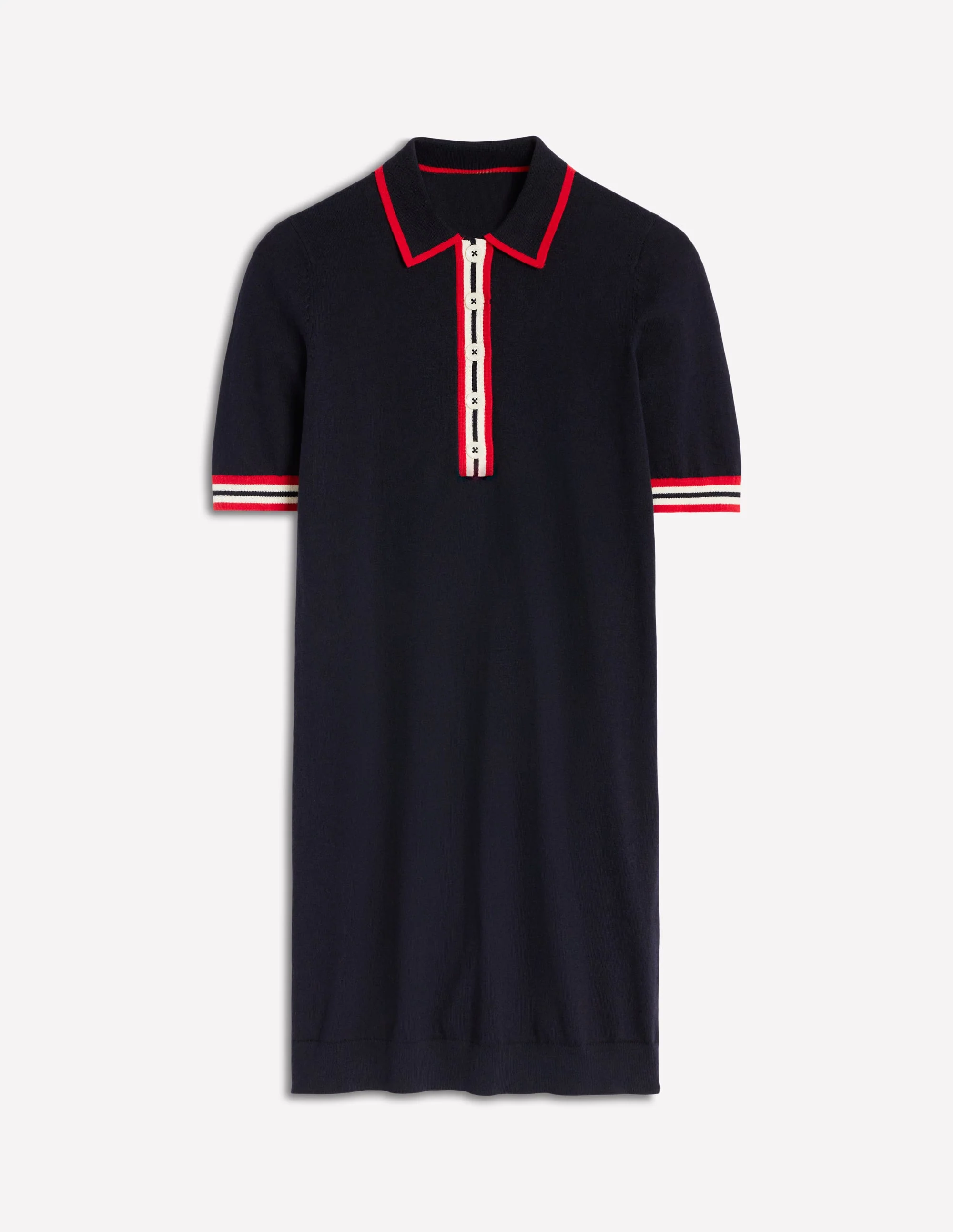 Tipped Henley Dress-Navy - Image 6