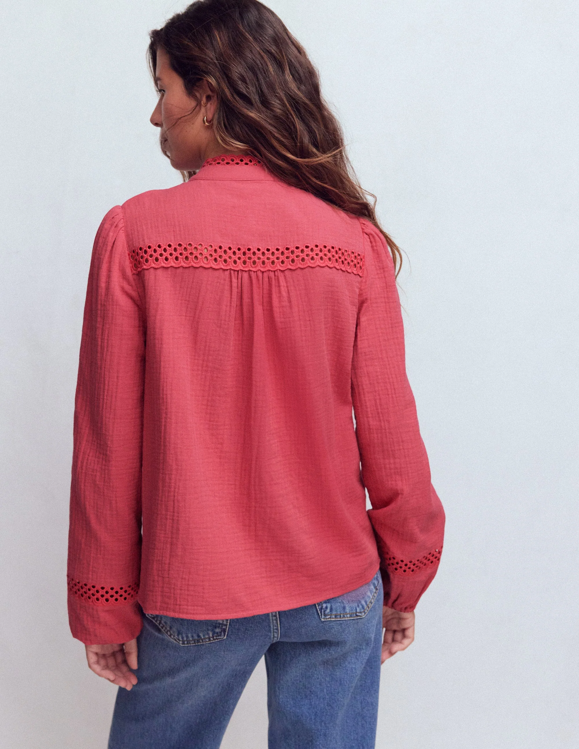 Trim Detail Doublecloth Top-Hollyberry - Image 3