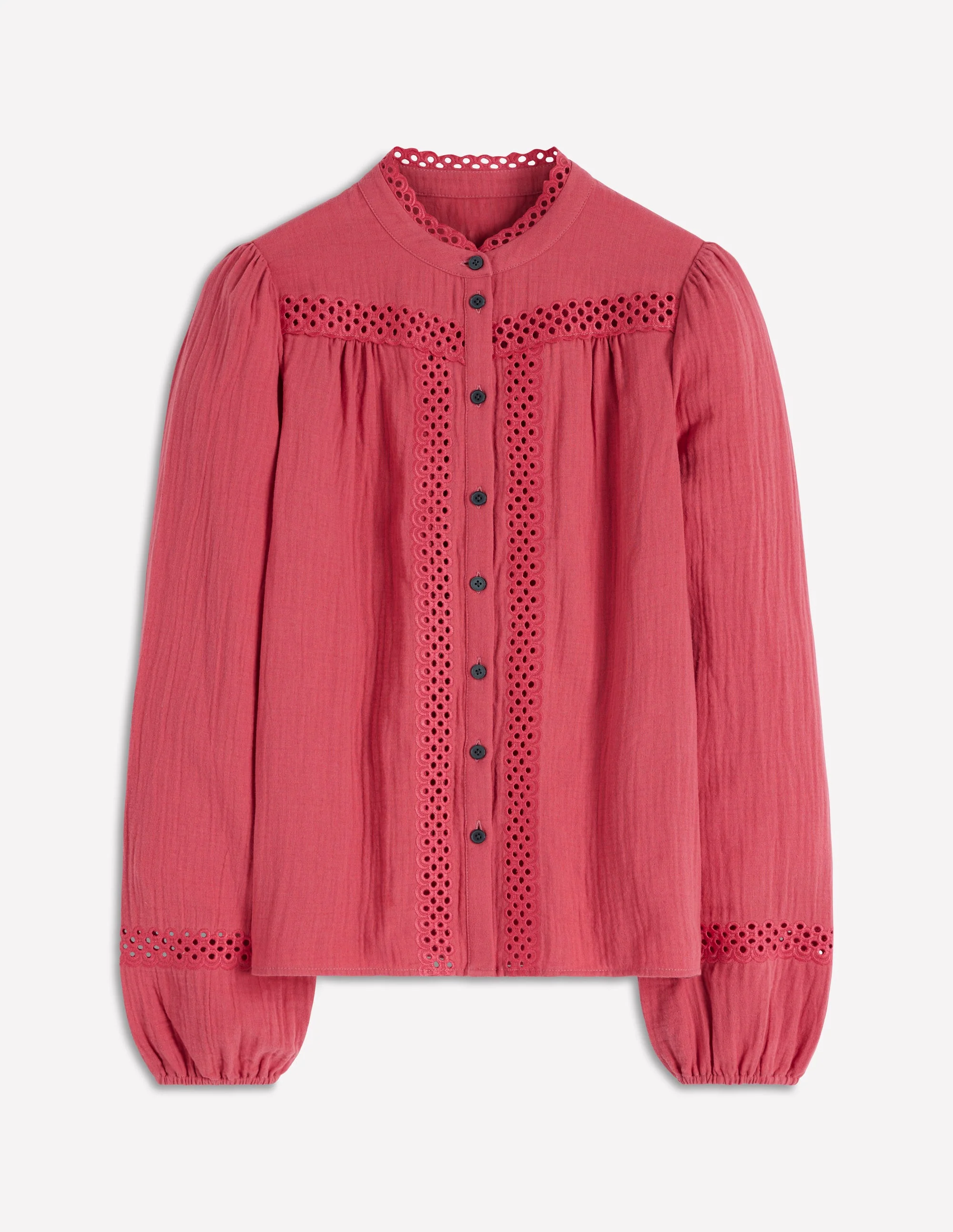 Trim Detail Doublecloth Top-Hollyberry - Image 4