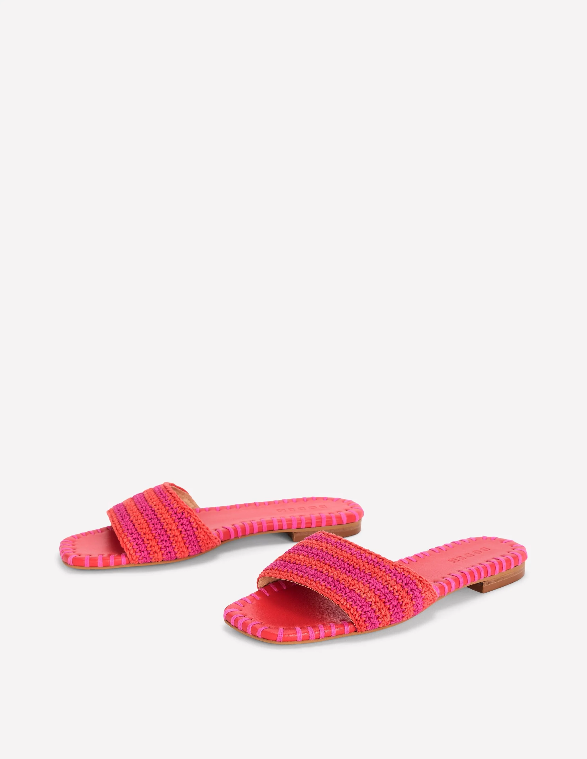 Trim Detail Flat Sandal-Pink Peony/Orange Stripe - Image 2