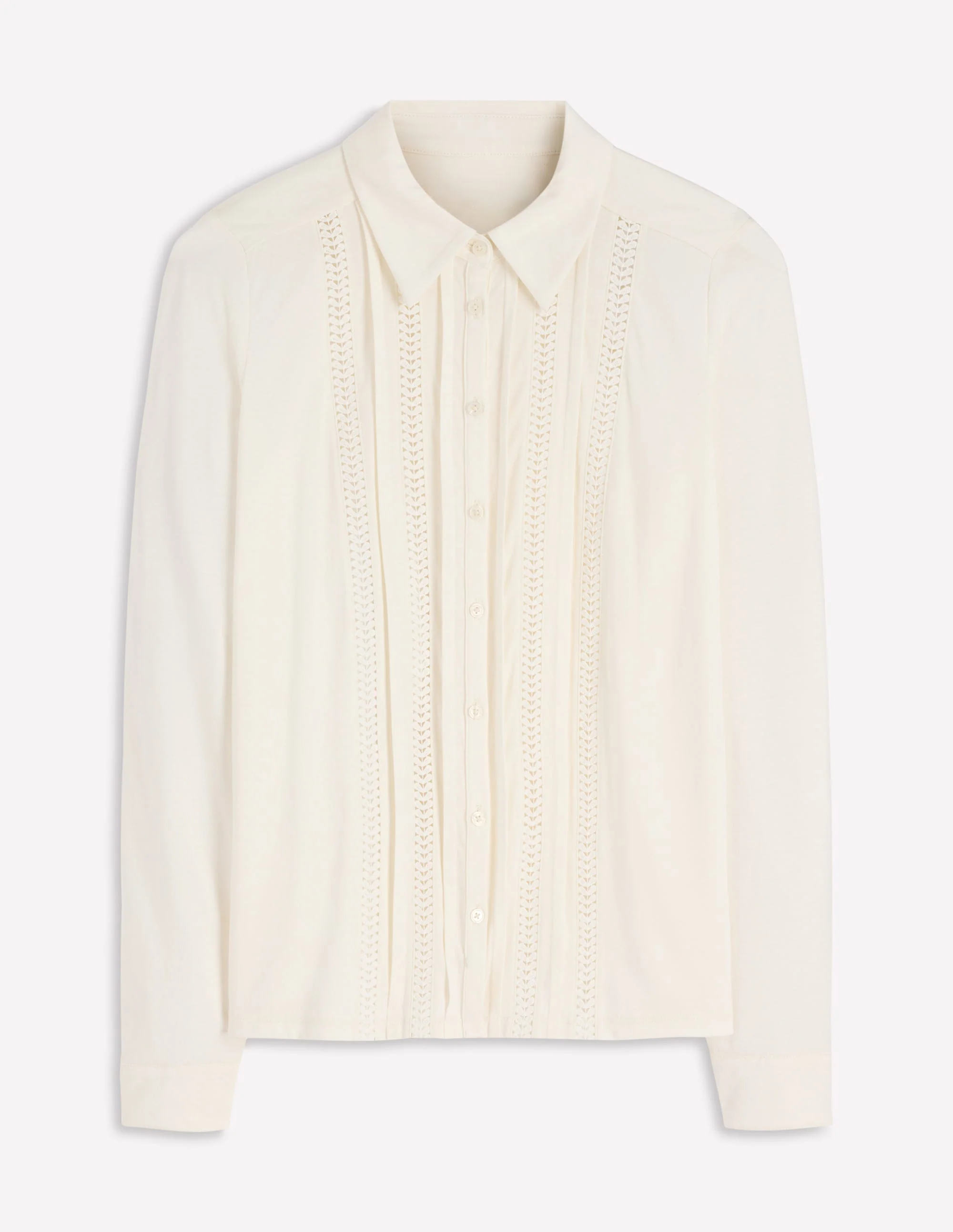 Trim Detail Jersey Shirt-Ivory - Image 5