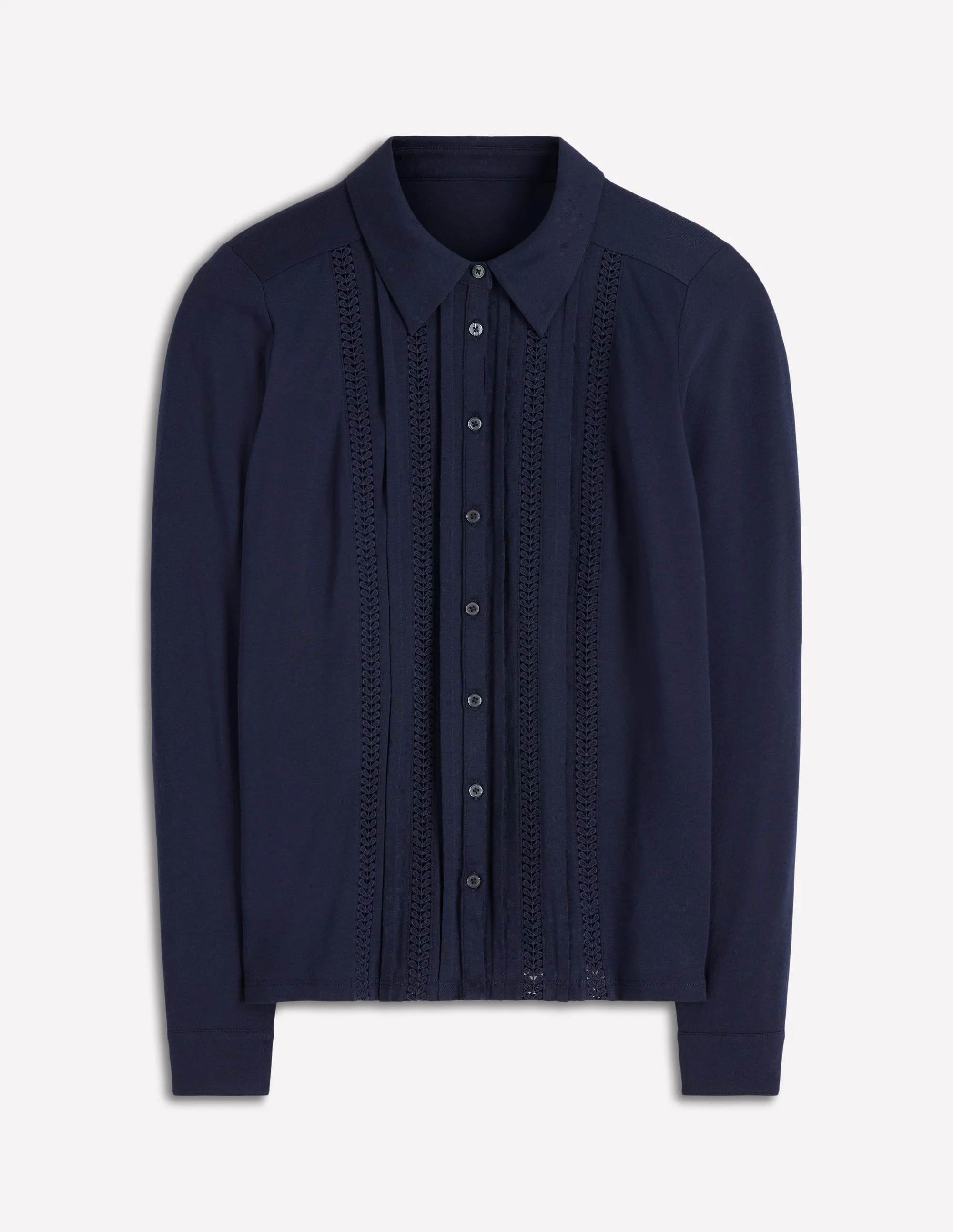 Trim Detail Jersey Shirt-Navy - Image 5