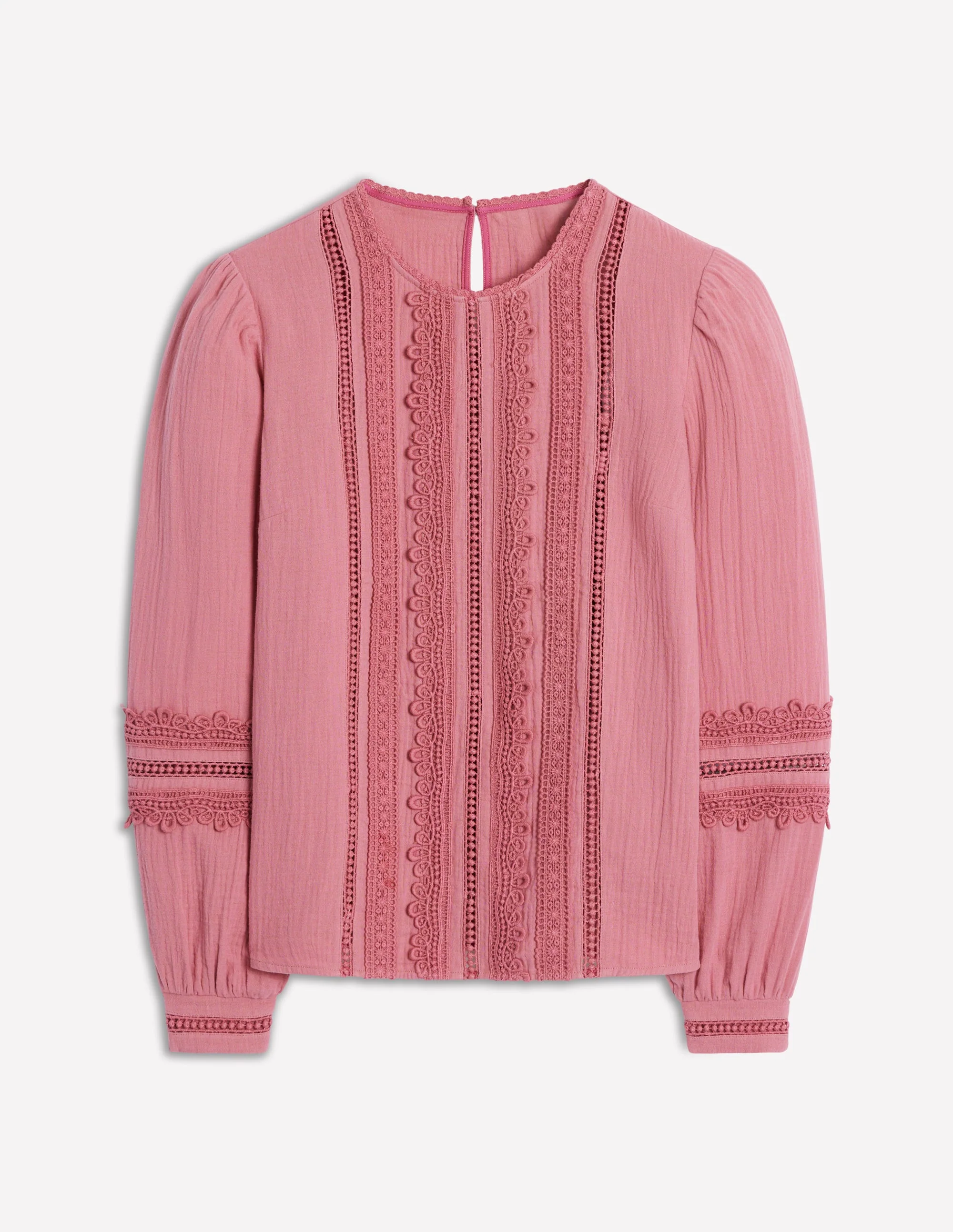 Trim Interest Double Cloth Top-Pink Heather - Image 4