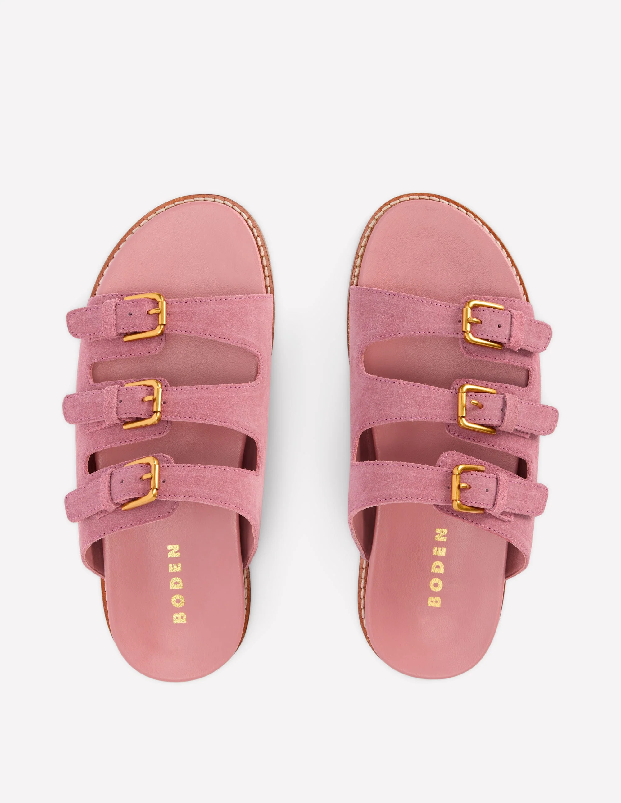 Triple Strap Footbed Sandal-Dusty Pink - Image 5