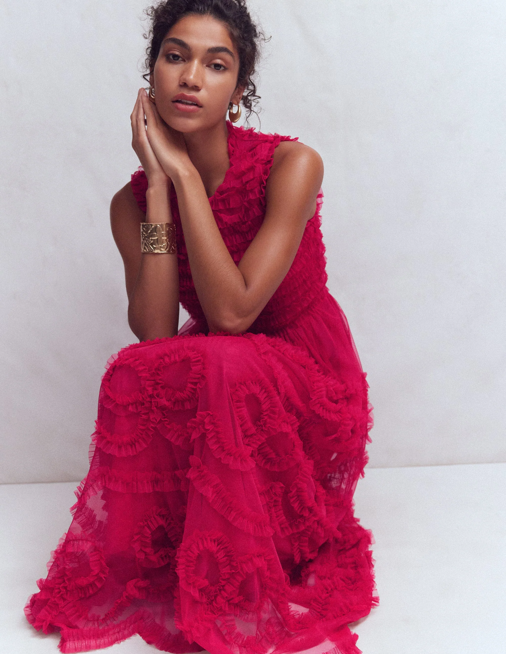 Tulle Bow Party Dress-Vibrant Pink - Image 3
