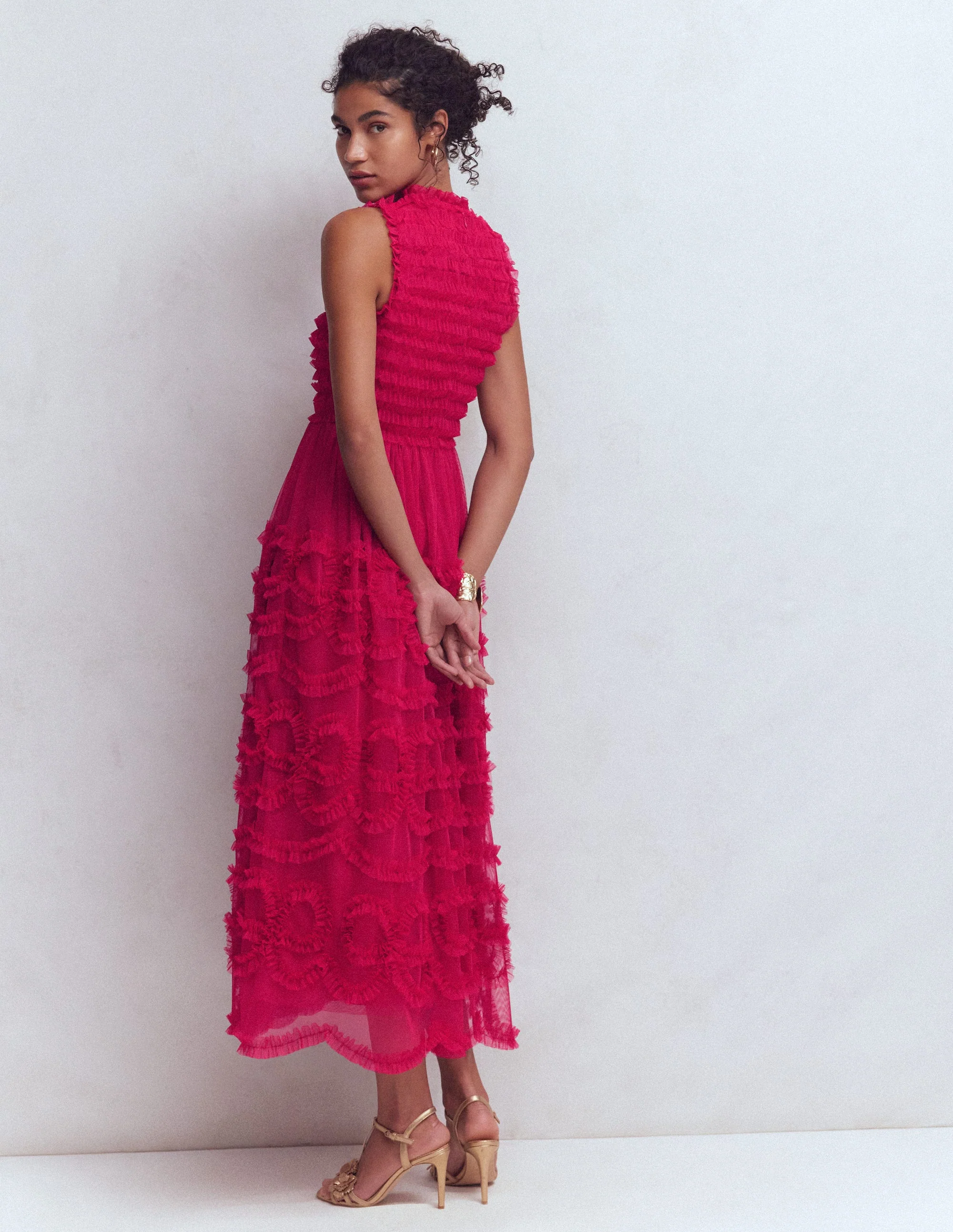 Tulle Bow Party Dress-Vibrant Pink - Image 5