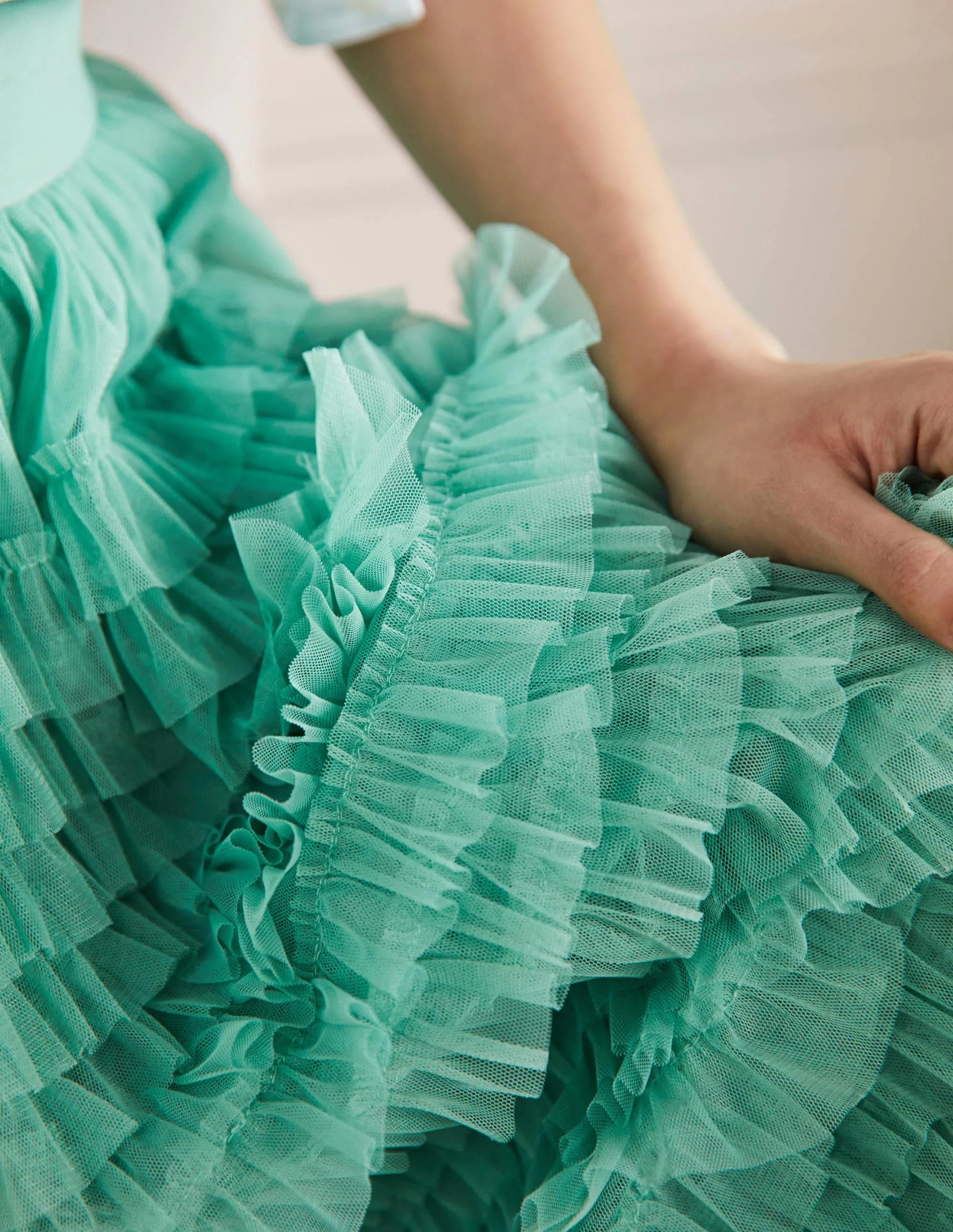 Tulle Midi Skirt-Soft Green - Image 11
