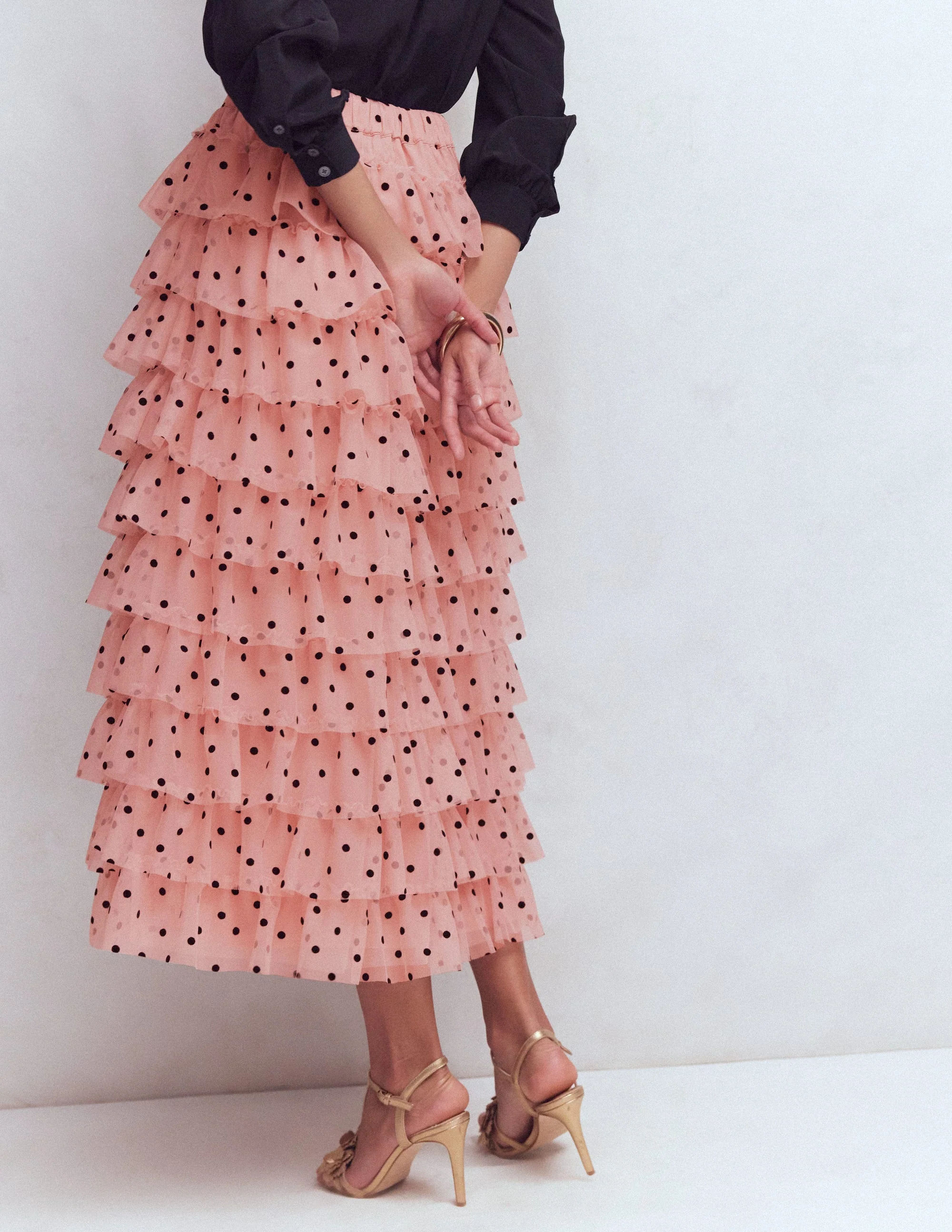 Tulle Tiered Skirt-Pink Painted Dot - Image 3