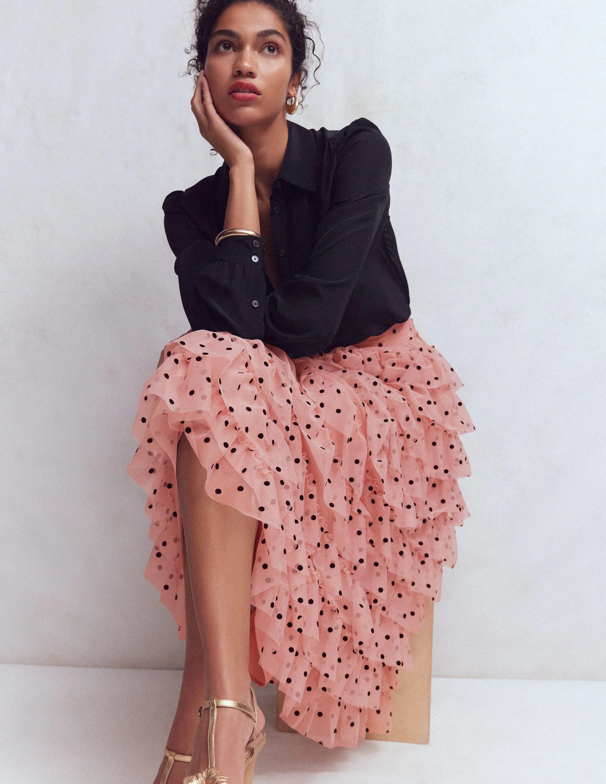 Tulle Tiered Skirt-Pink Painted Dot - Image 5