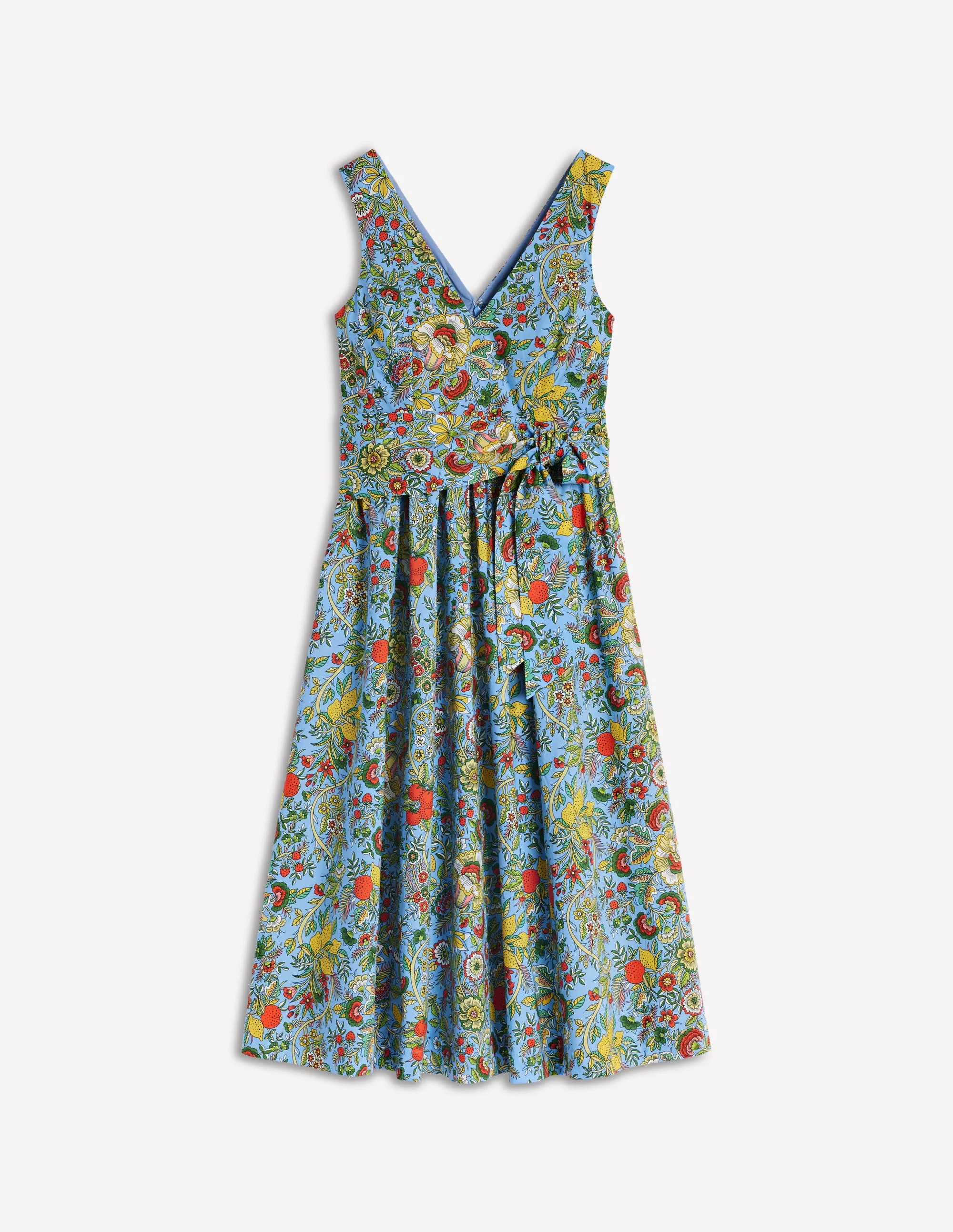 V-Neck Belted Flare Dress-Multi, Citrus Vine - Image 5
