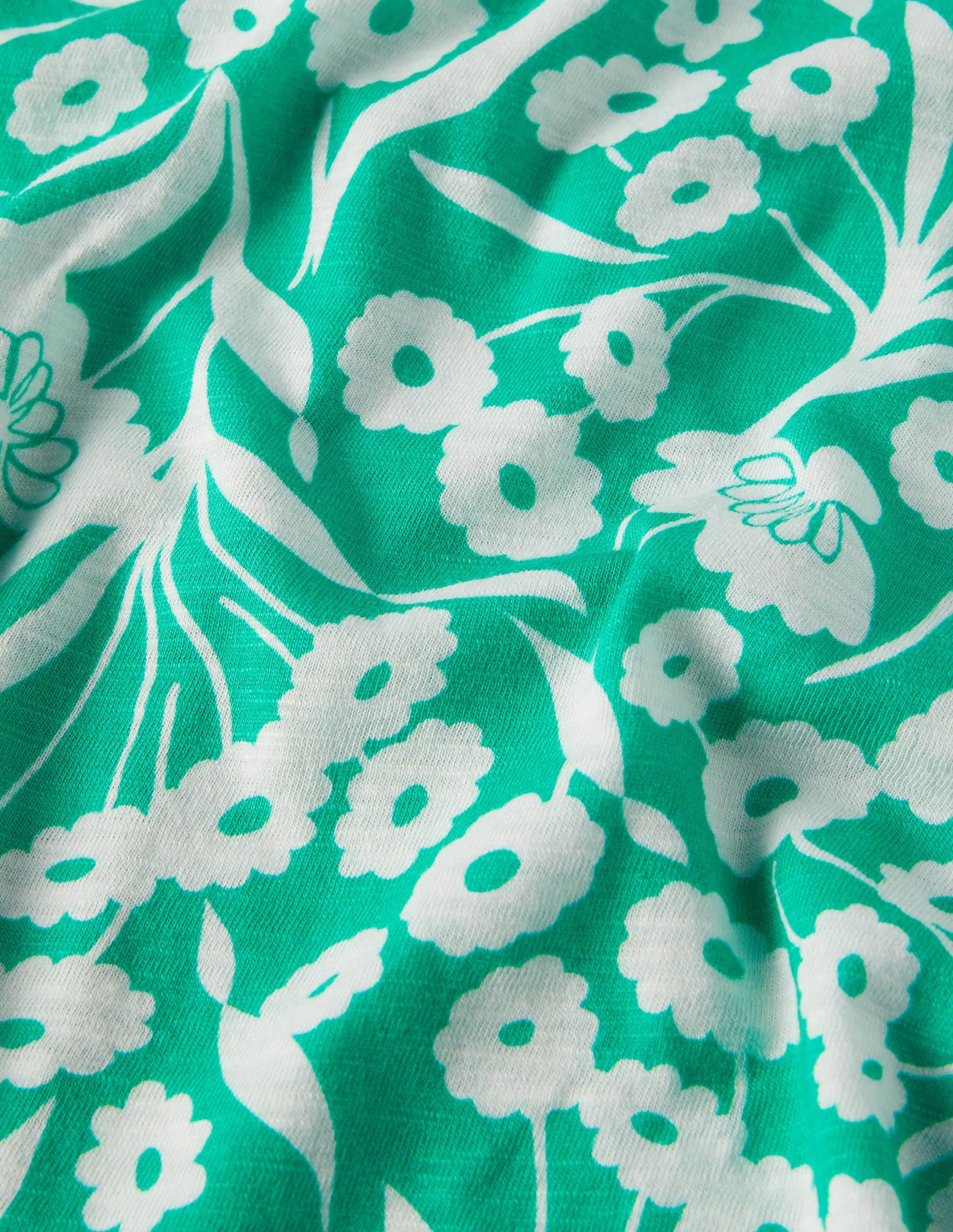 V-Neck Twist Back Jersey Top-Emerald, Floret Bud - Image 6