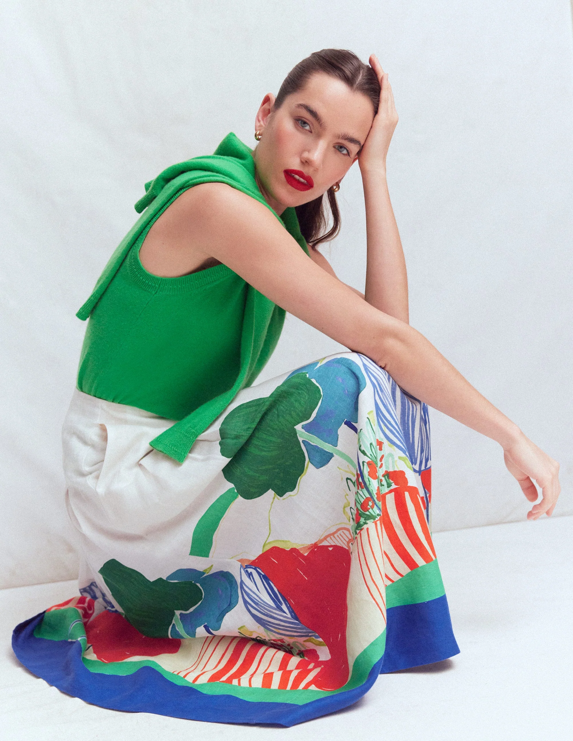 Valentina linen Skirt-Multi, Abstract Valley - Image 5