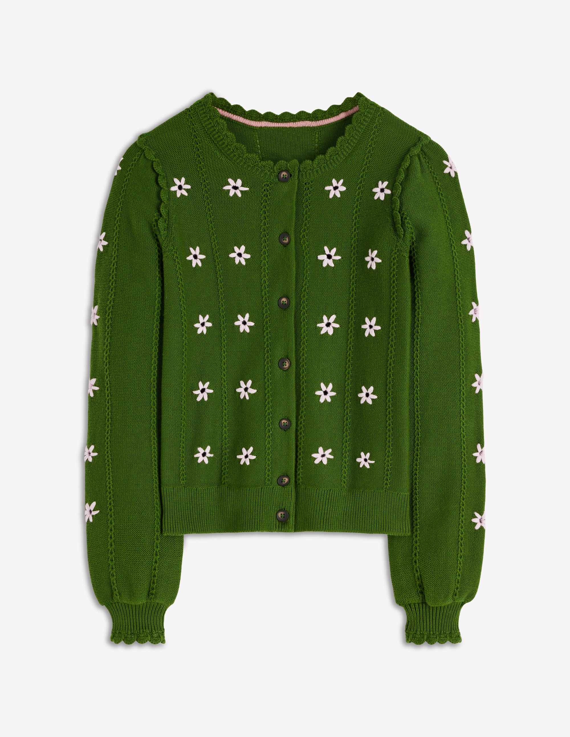 Valeria Crochet Trim Cardigan-Promenade Green , Embroidery - Image 5
