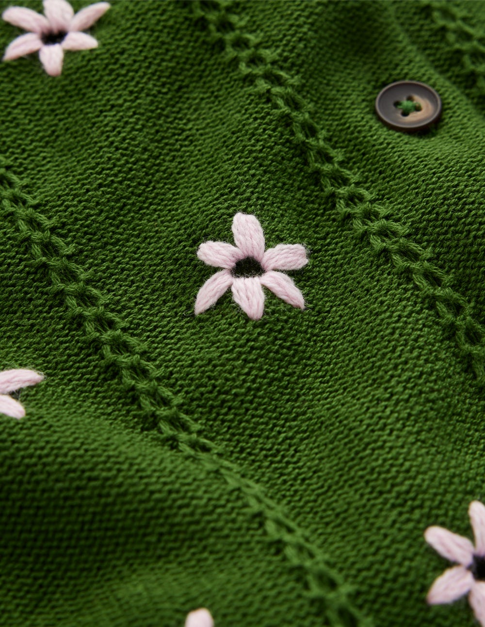 Valeria Crochet Trim Cardigan-Promenade Green , Embroidery - Image 6