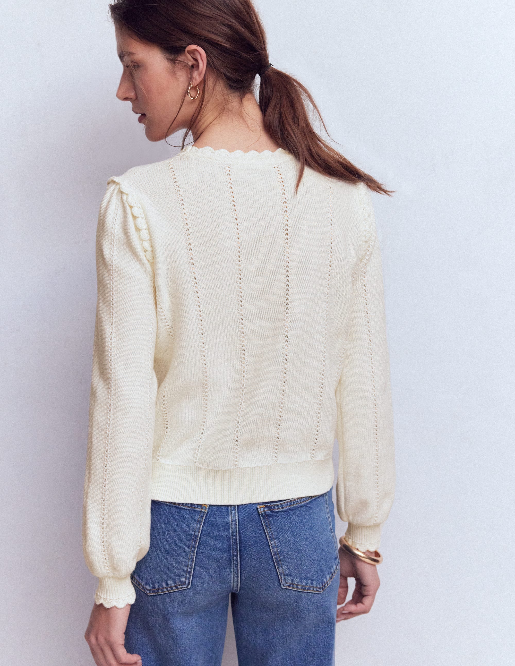 Valeria Crochet Trim Jumper-Warm Ivory , Embroidery - Image 4