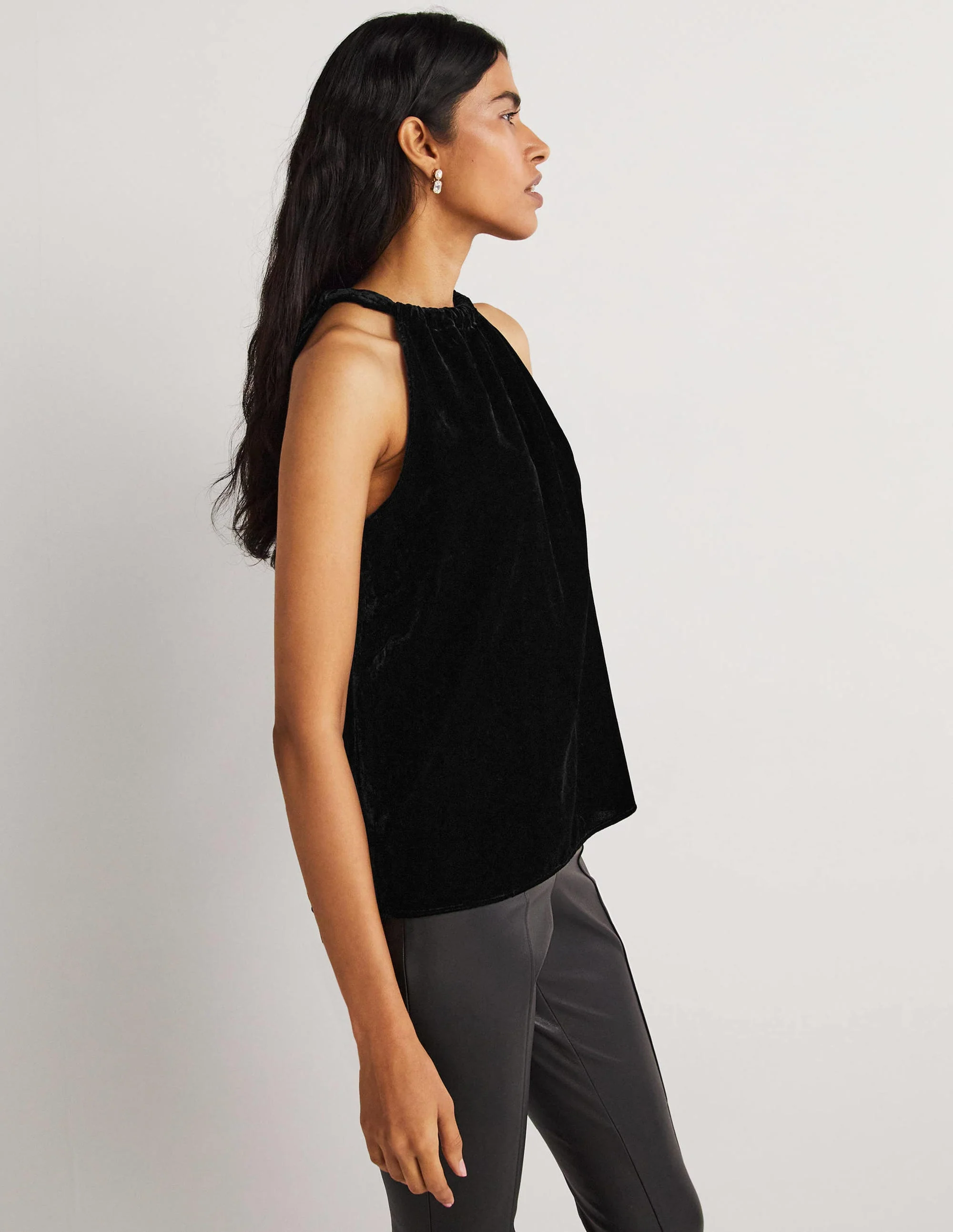 Velvet Halterneck Top-Black - Image 2