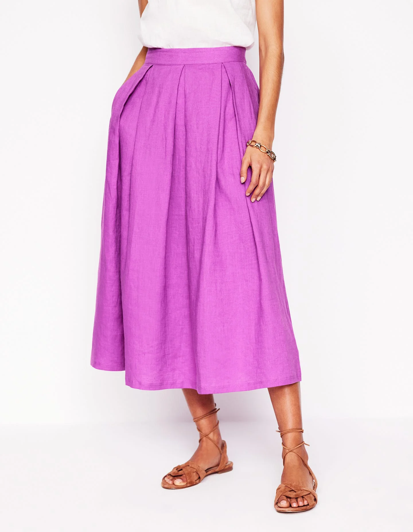 Verity Linen Midi Skirt-Foxglove Purple - Image 3