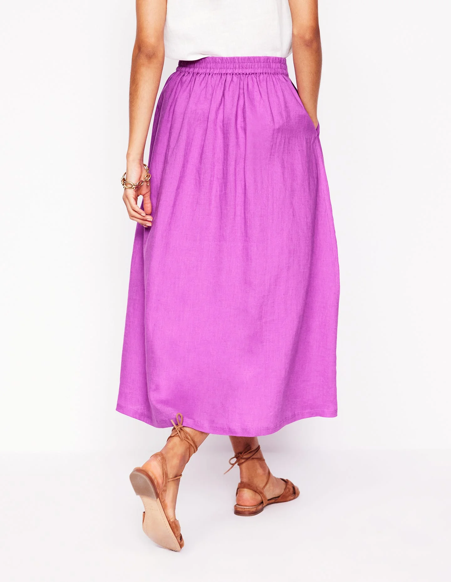 Verity Linen Midi Skirt-Foxglove Purple - Image 4