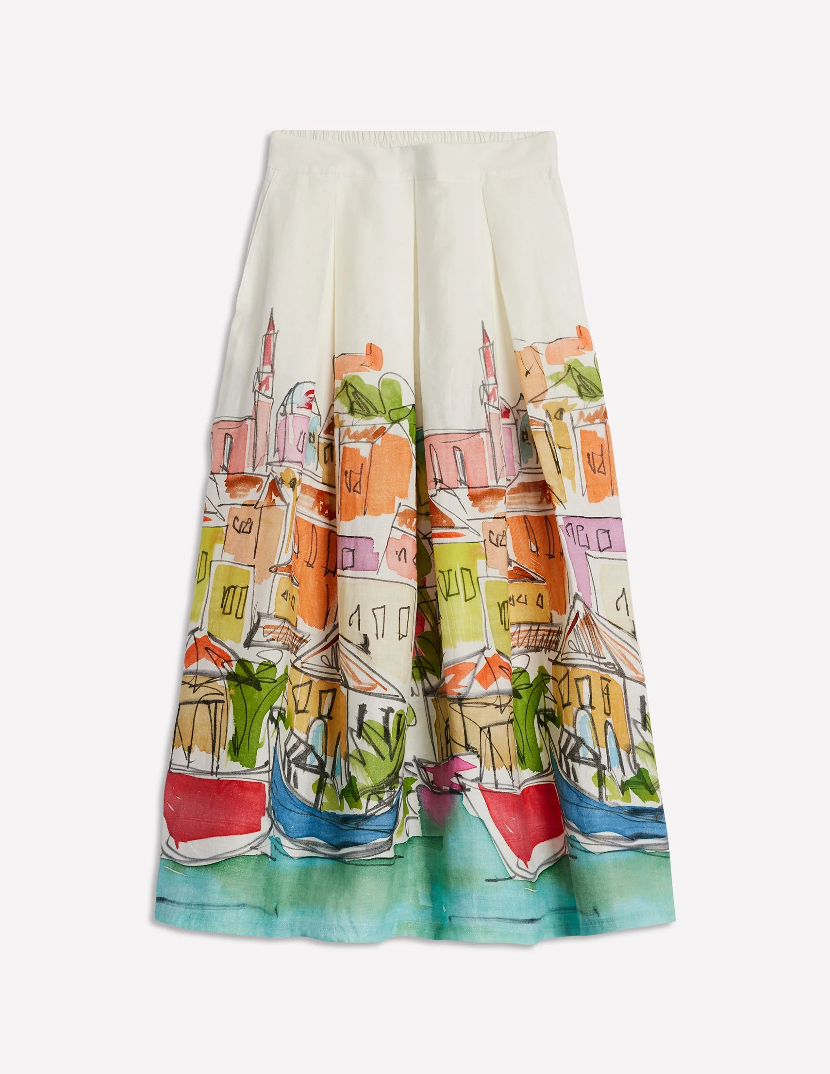Verity Linen Midi Skirt-Multi, Rainbow Village - Image 5