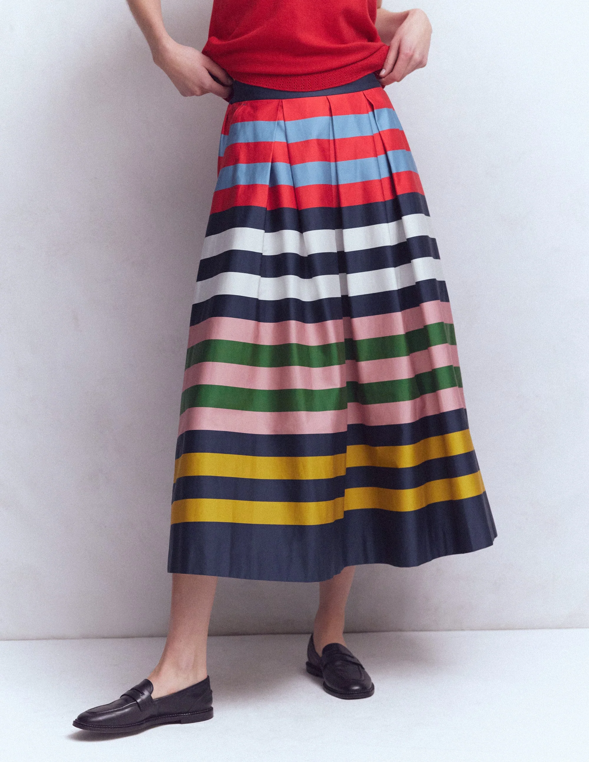 Verity Sateen Skirt-Multi Stripe - Image 4