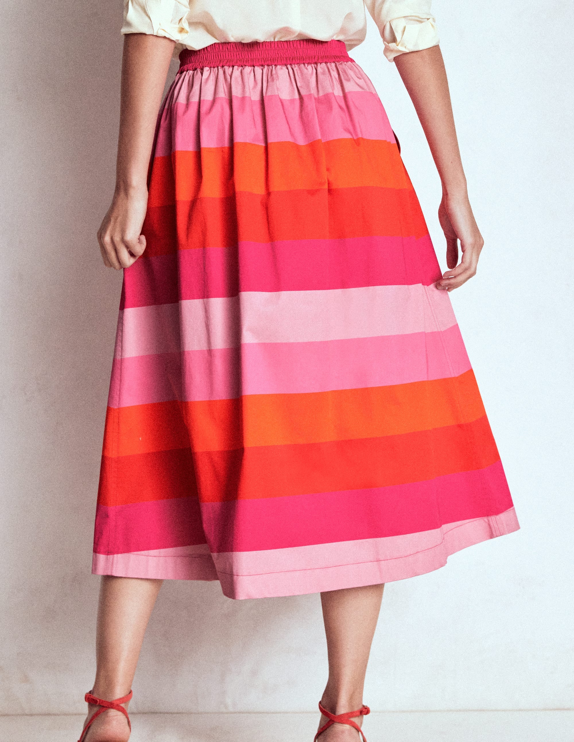 Verity Sateen Skirt-Pink Tonal Multistripe - Image 3