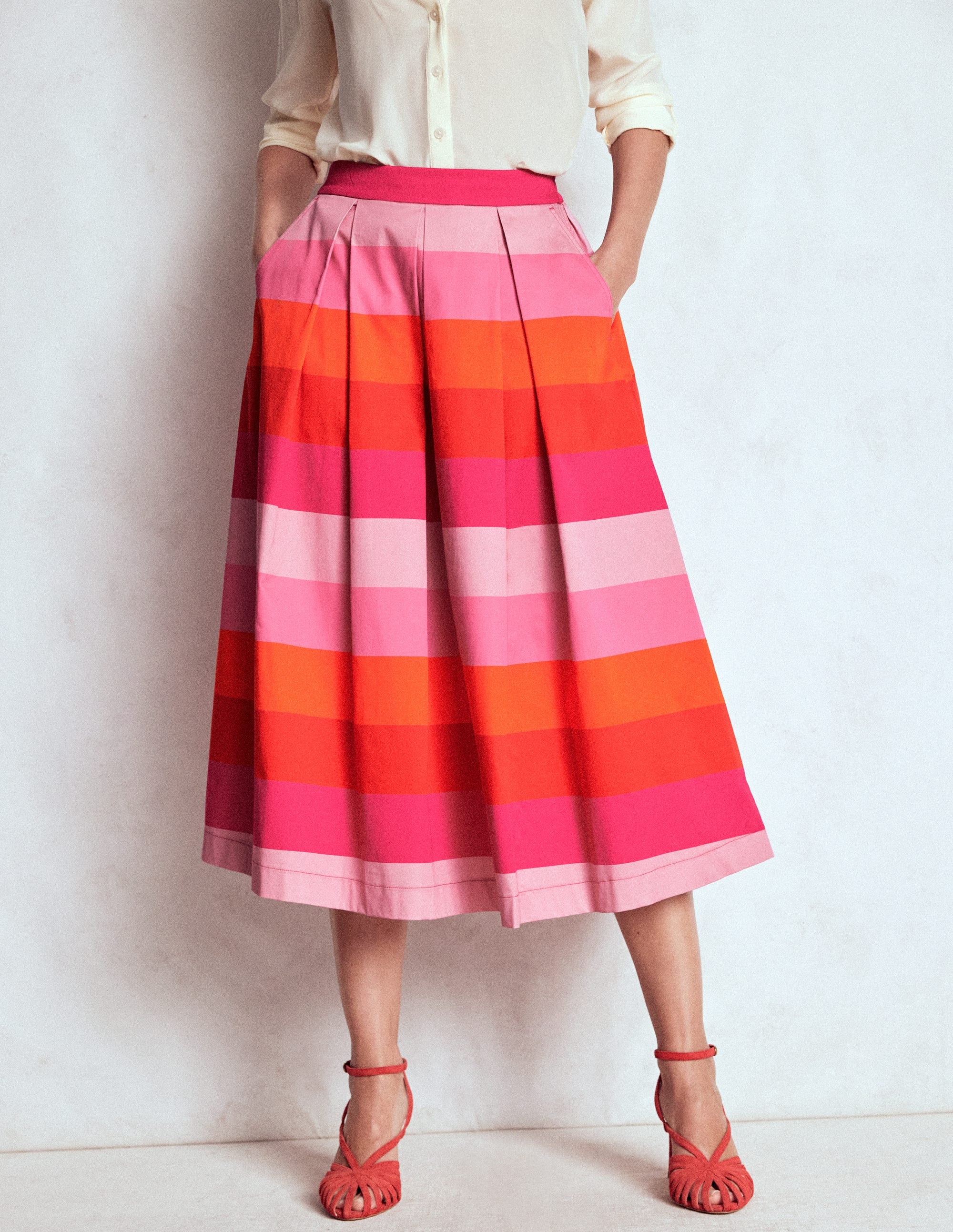 Verity Sateen Skirt-Pink Tonal Multistripe - Image 4
