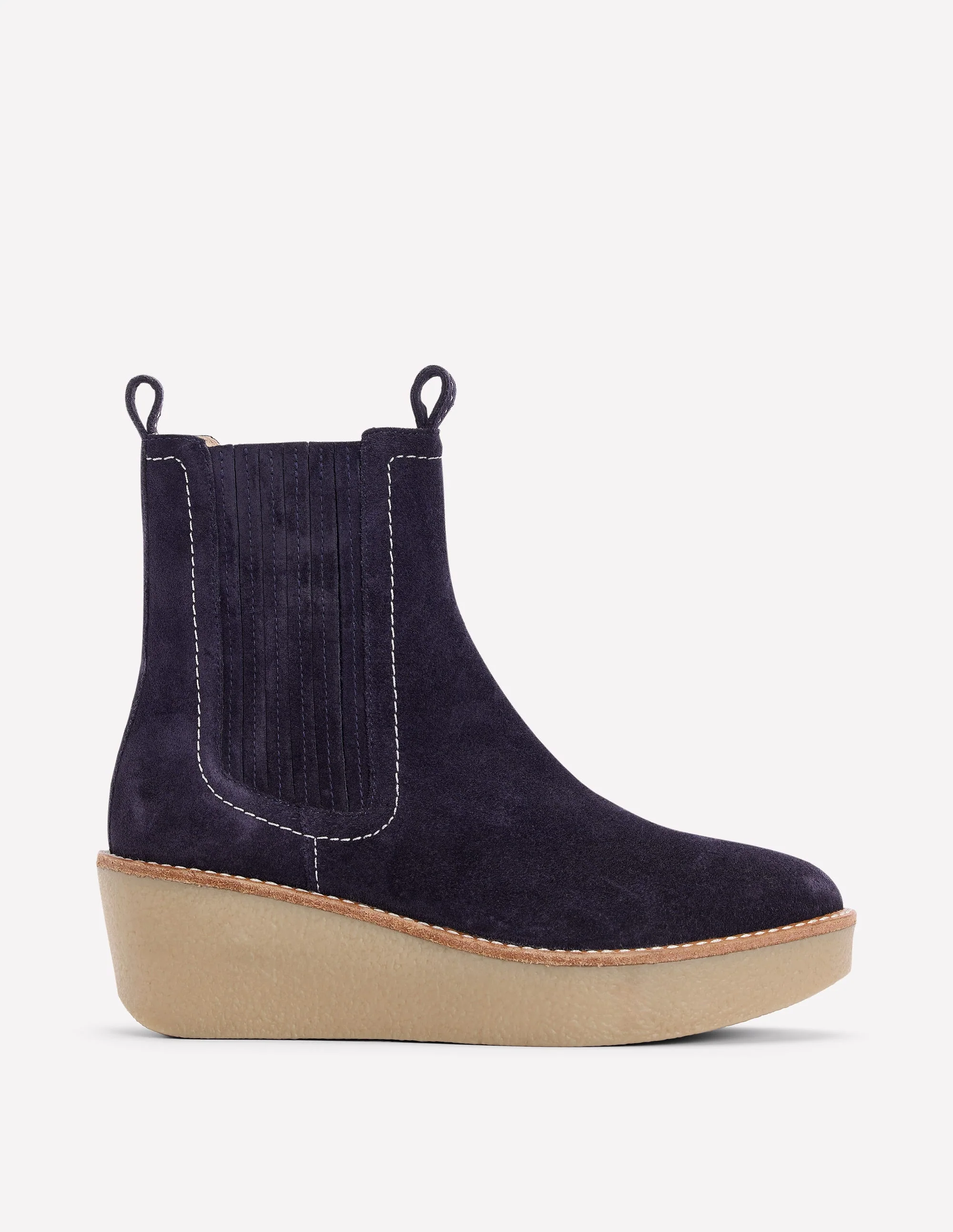 Wedge Ankle Boots-Navy