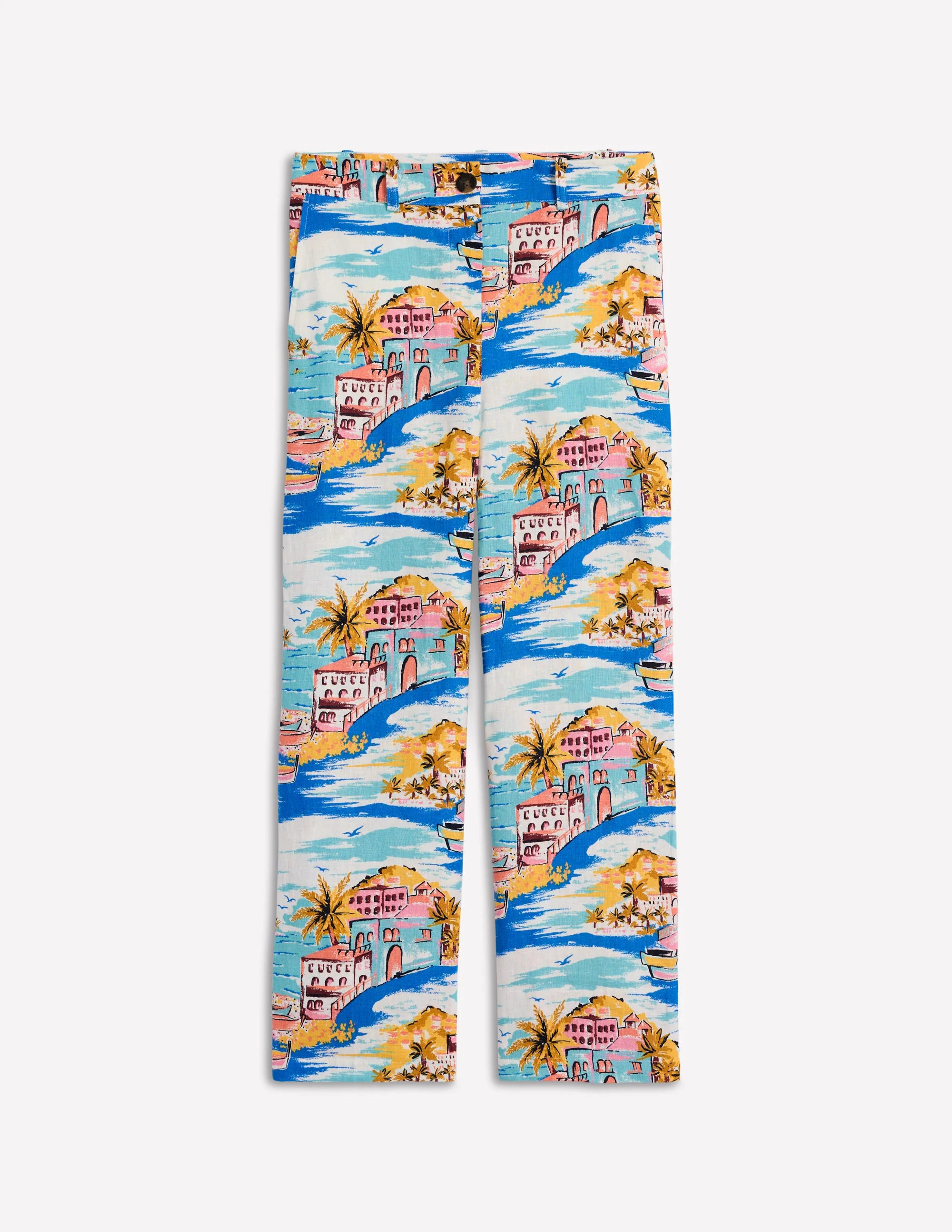 Westbourne Crop Linen Trousers-Multi, Paradise Bay - Image 6