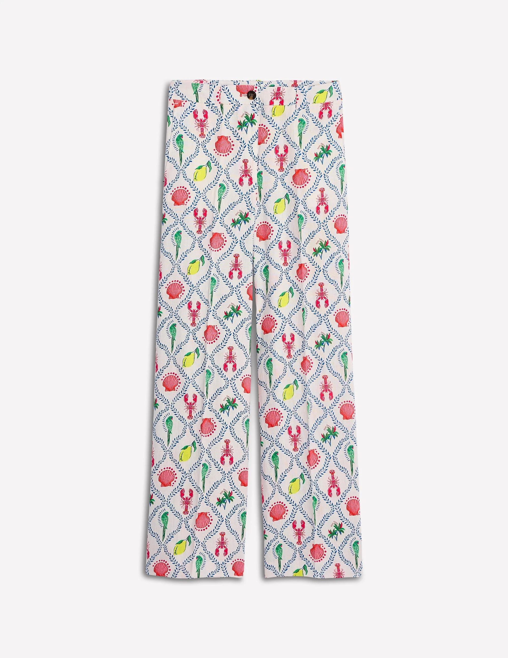 Westbourne Linen Trousers-Ivory, Tropical Bonanza Vine - Image 7