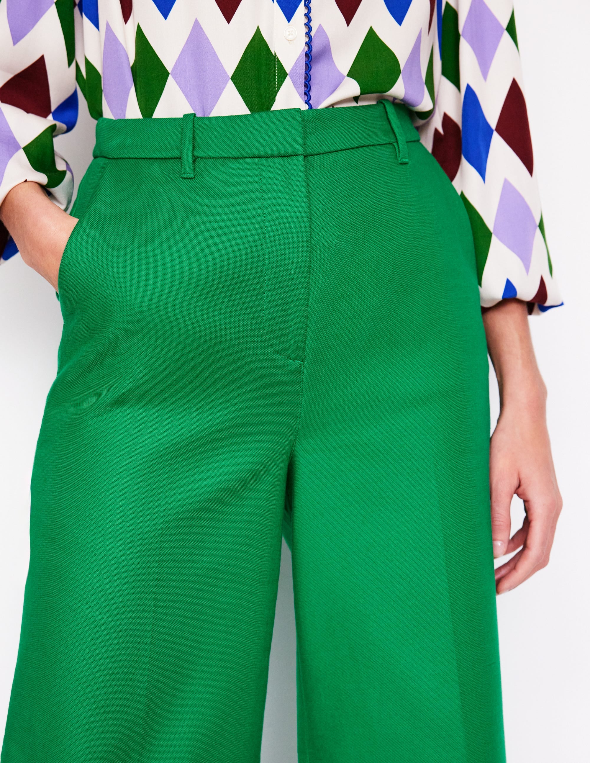 Wide Flare Trousers-Rich Emerald - Image 3