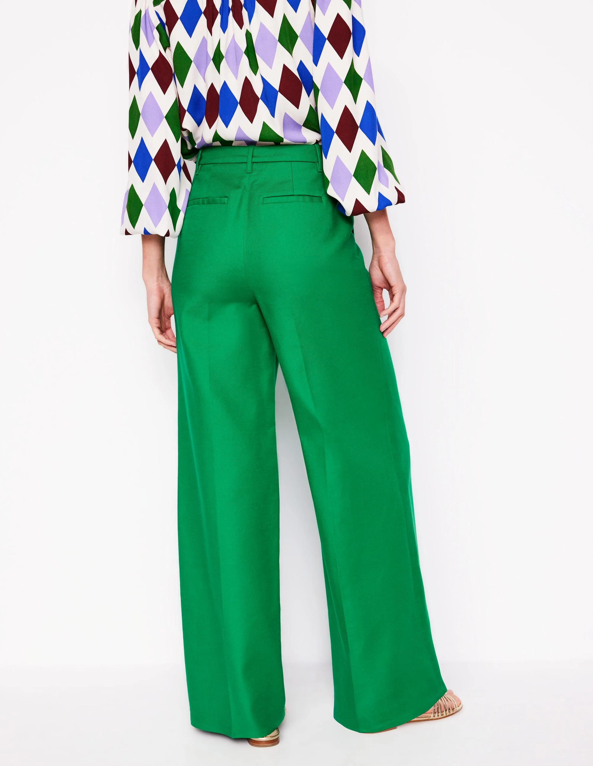 Wide Flare Trousers-Rich Emerald - Image 4