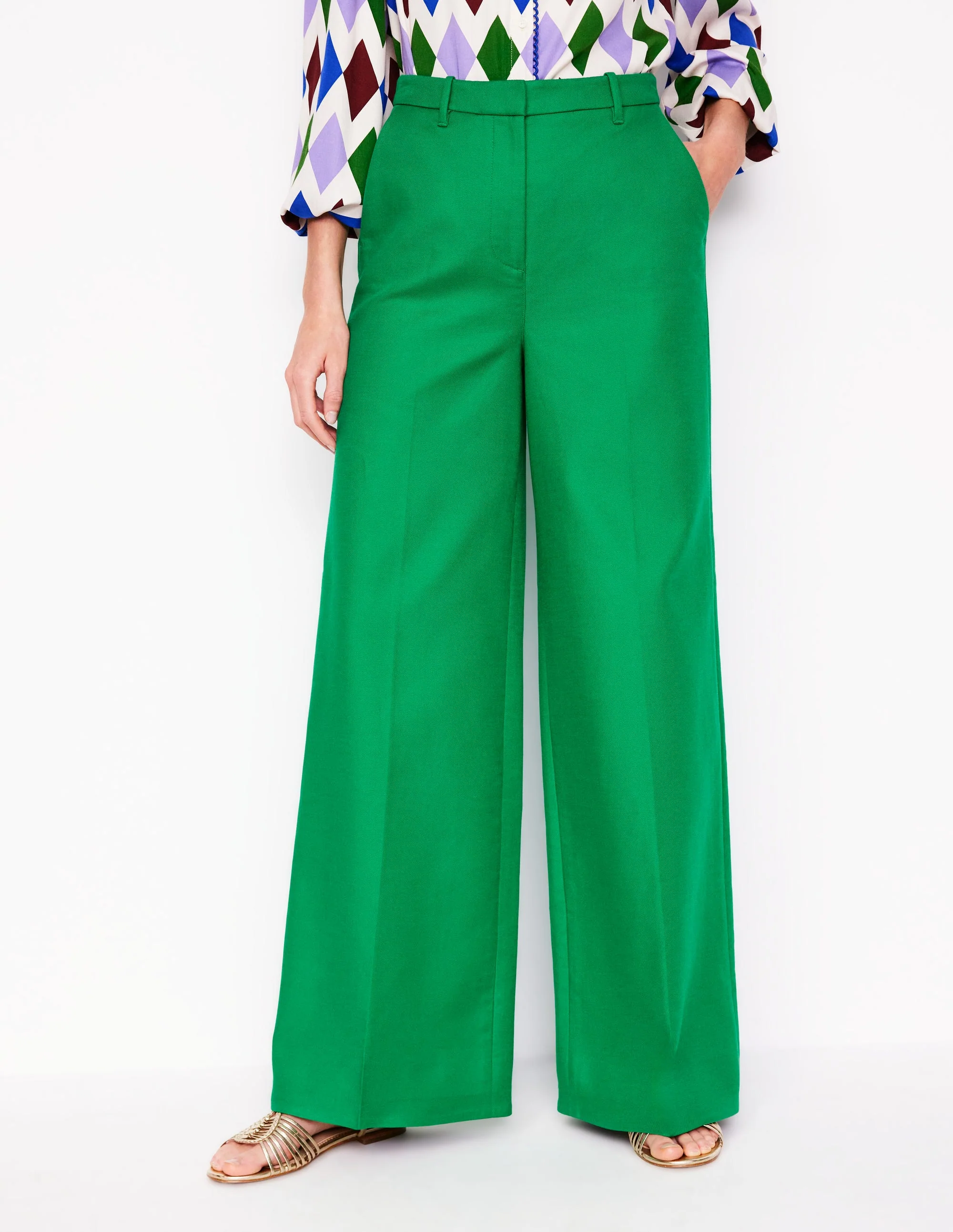 Wide Flare Trousers-Rich Emerald - Image 5
