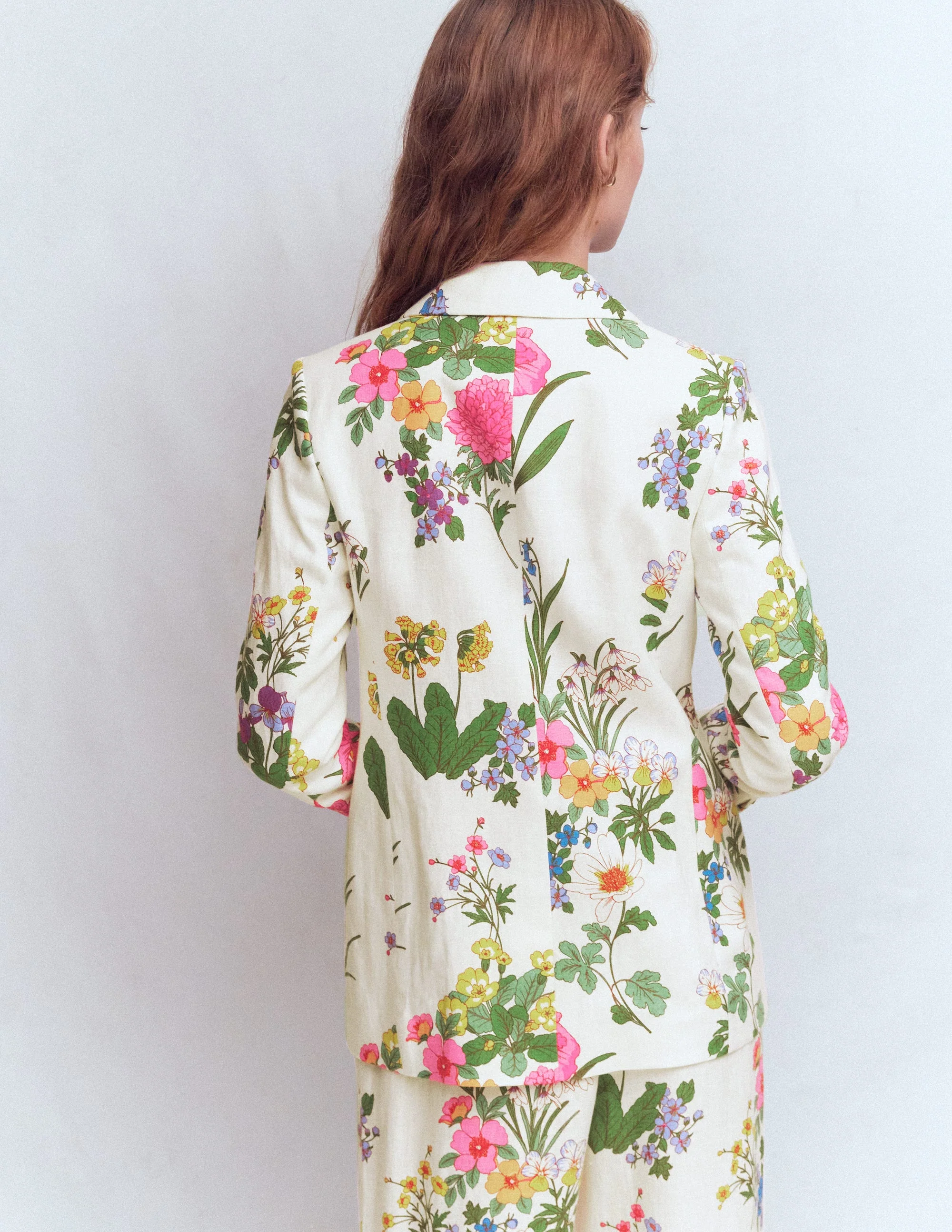 Woodbridge Linen Blazer-Ivory, Delicate Blossom - Image 3