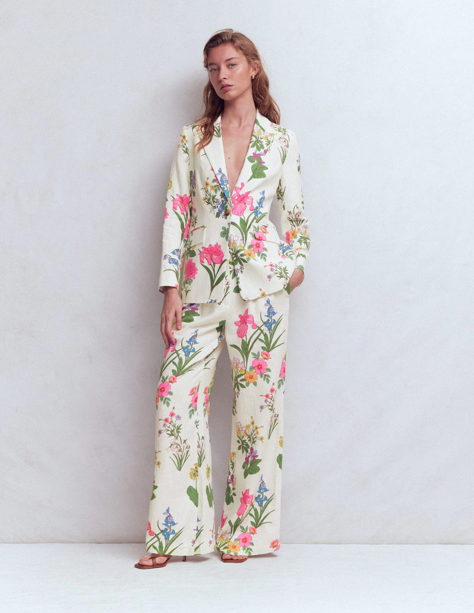 Woodbridge Linen Blazer-Ivory, Delicate Blossom - Image 4
