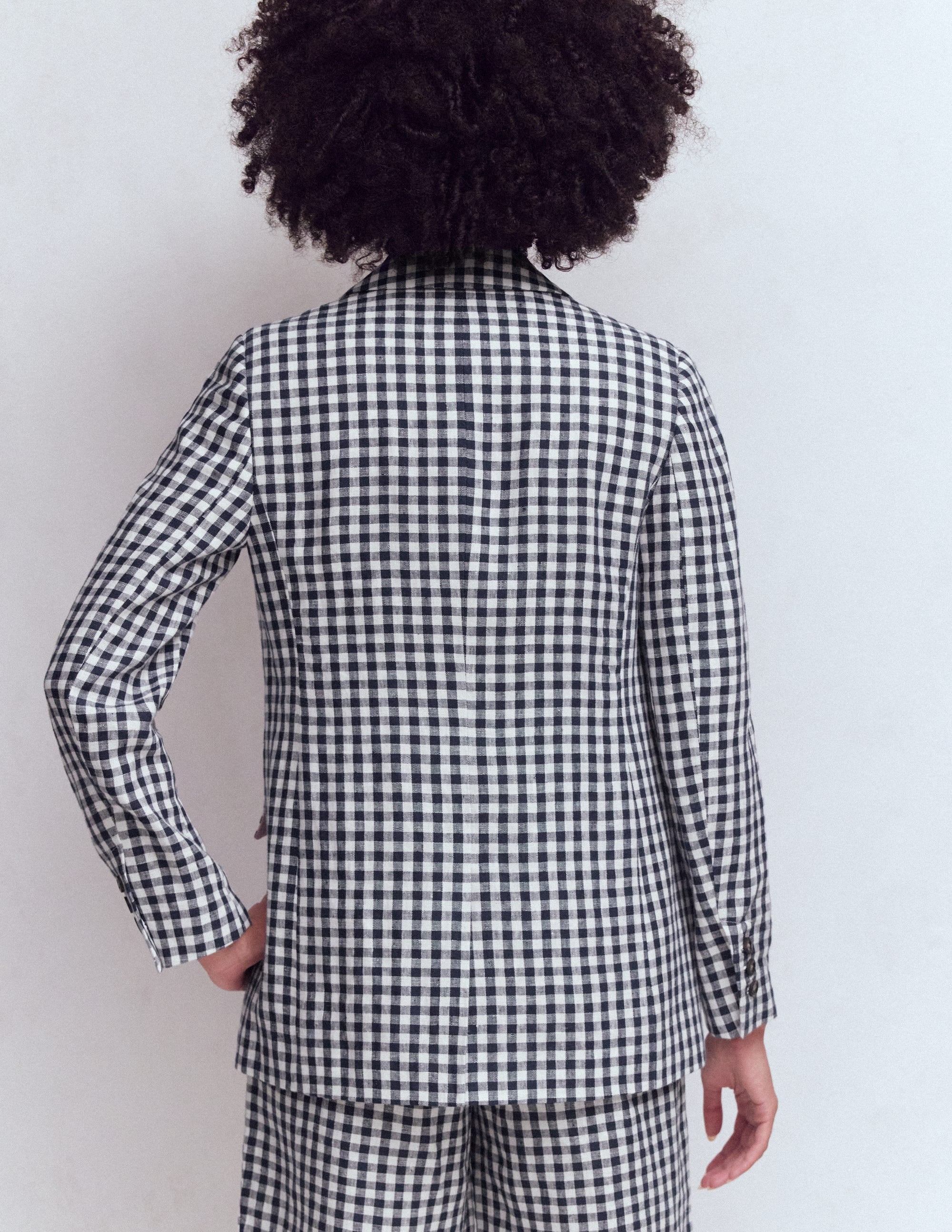 Woodbridge Linen Blazer-Navy & Ivory Gingham - Image 3