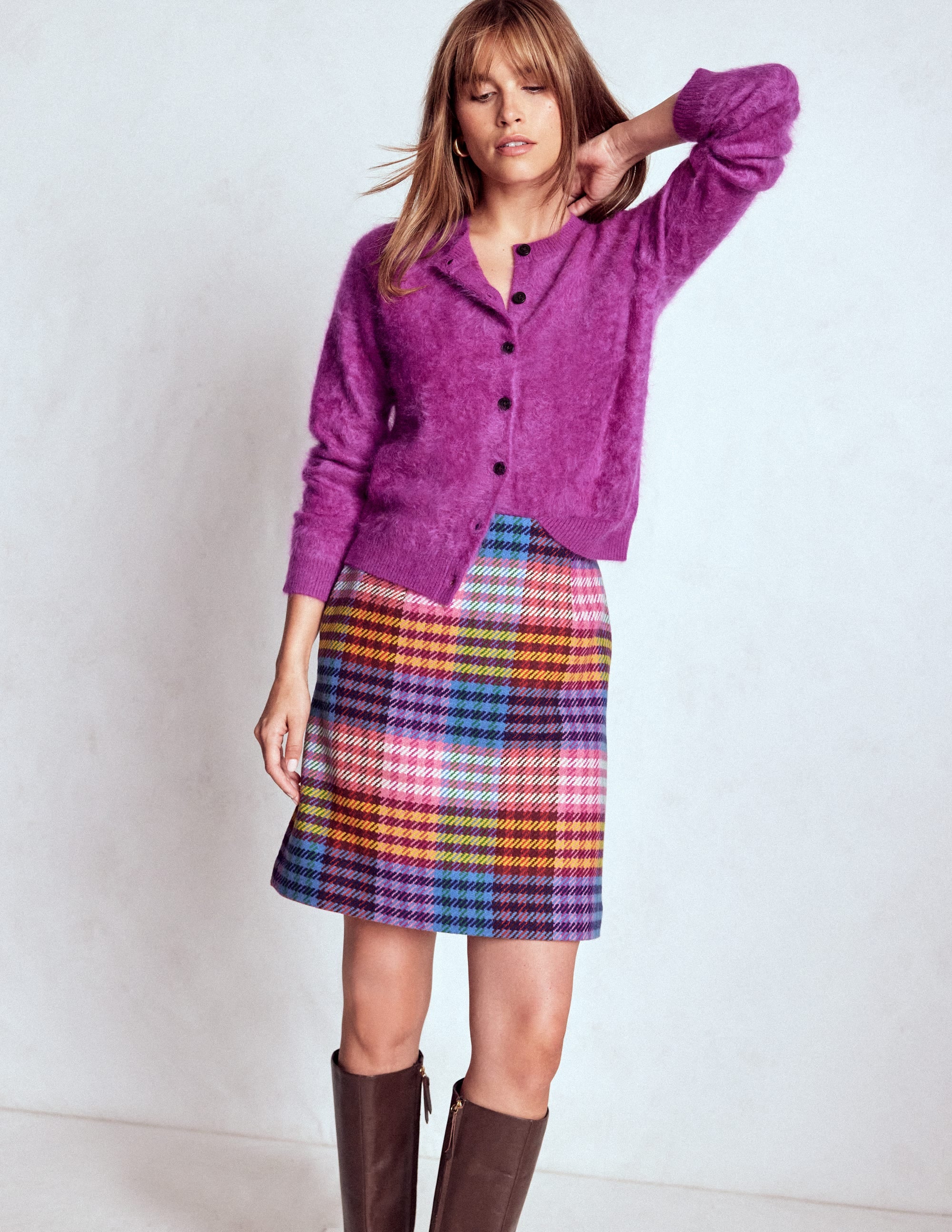 Wool A Line Mini Skirt-Rainbow Blanket MultiGingham - Image 6