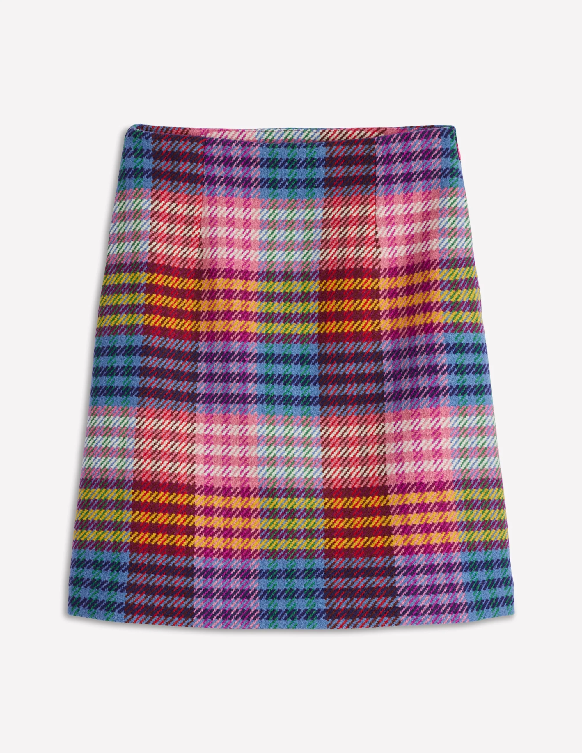 Wool A Line Mini Skirt-Rainbow Blanket MultiGingham - Image 8