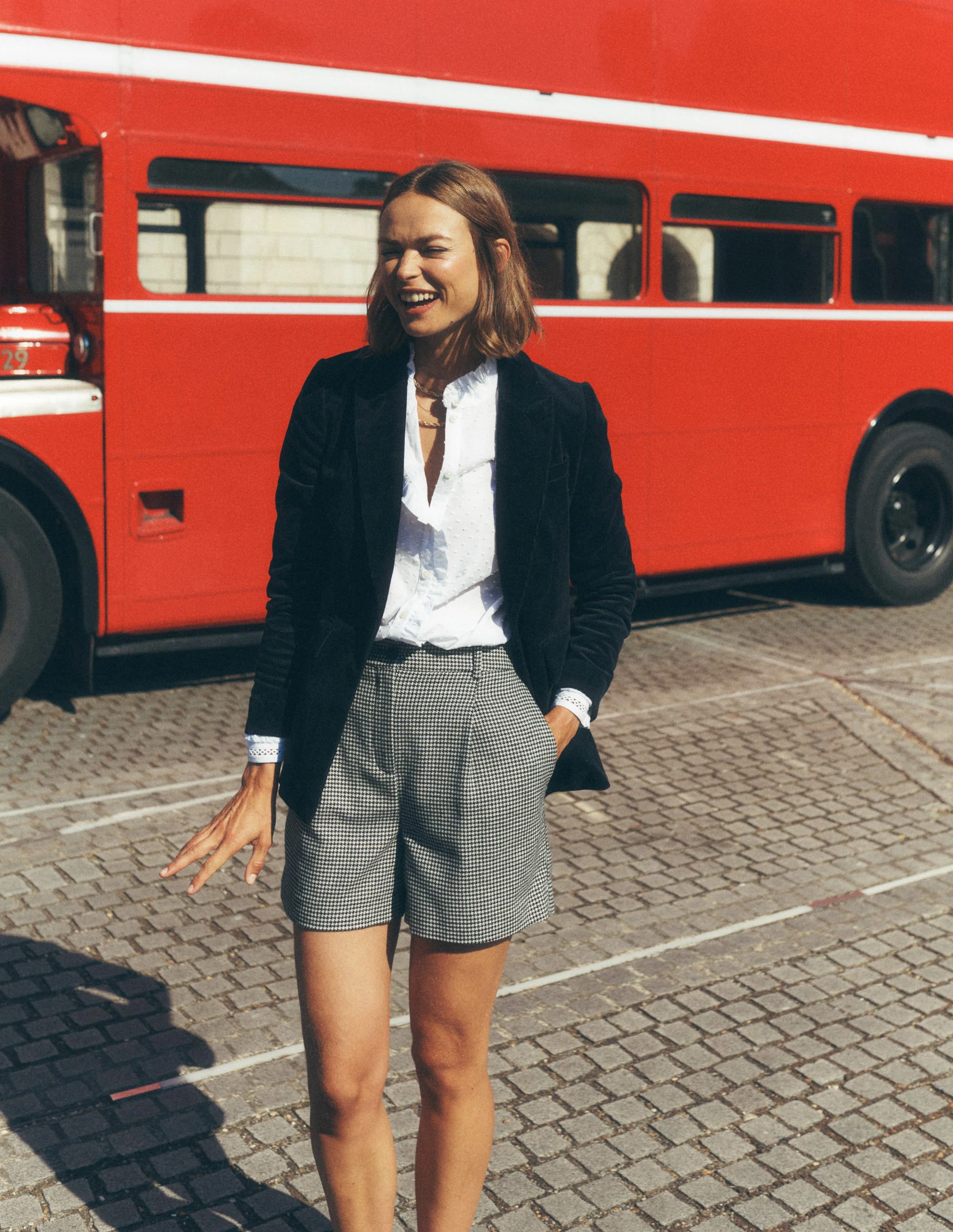Wool Tailored Shorts-Black and Ivory Puppytooth - Image 6