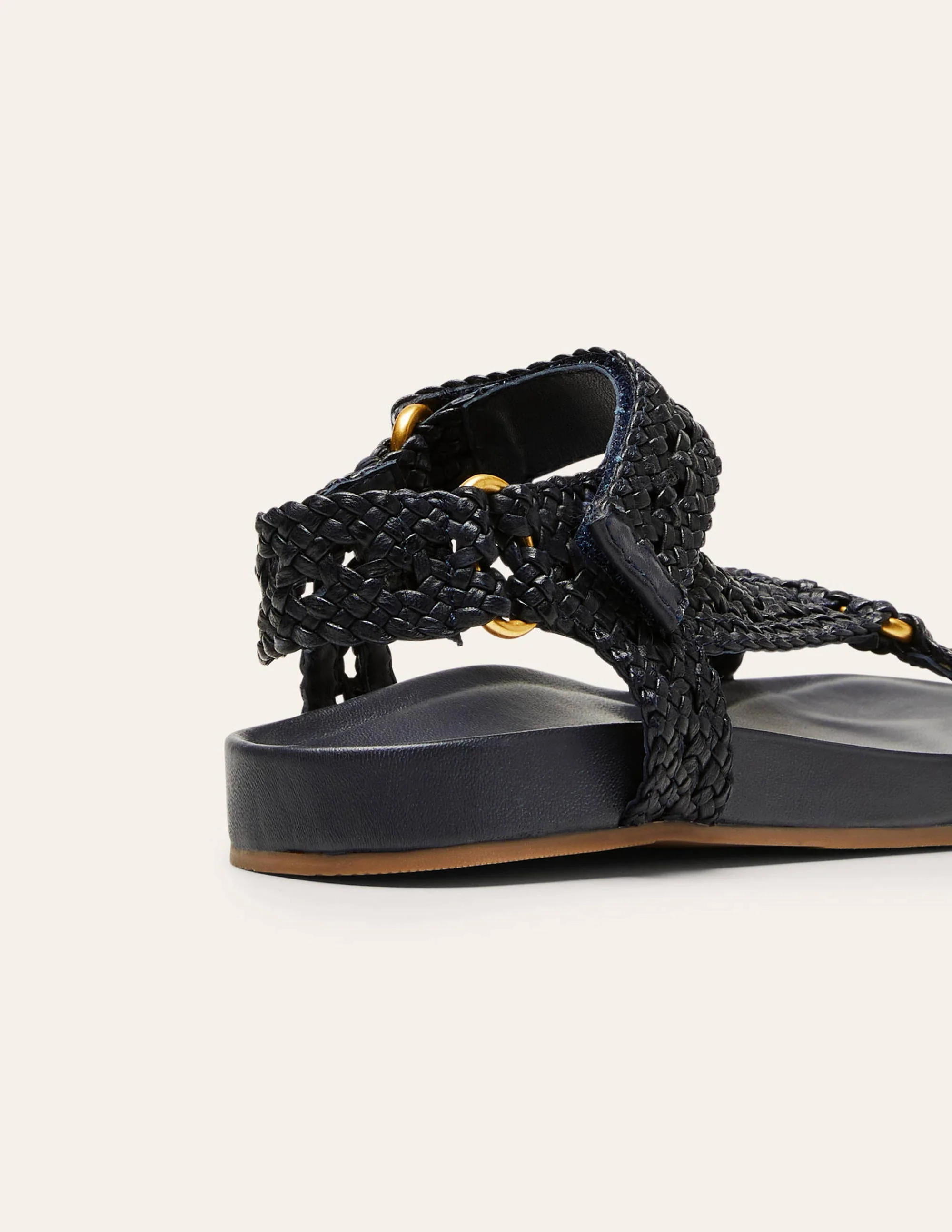 Woven Leather Sandals-Navy - Image 2