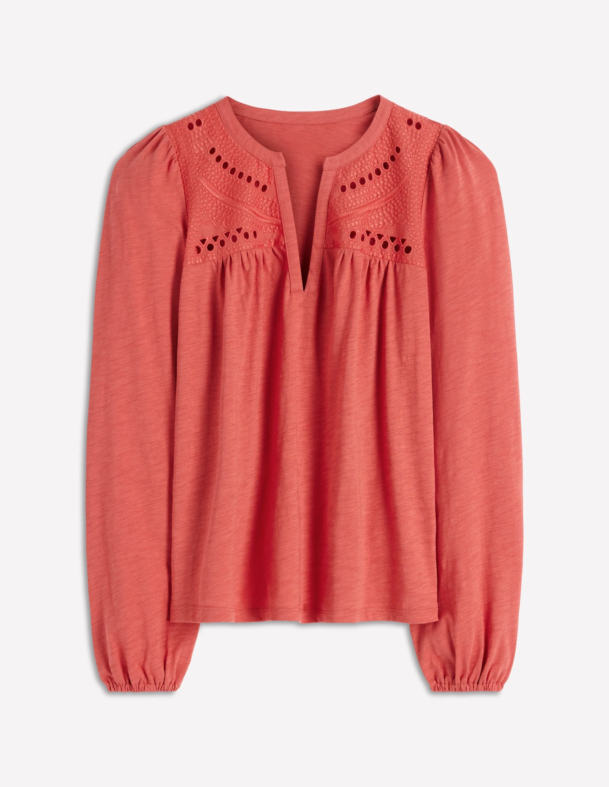 Woven-Mix Notch Neck Top-Baked Apple - Image 5