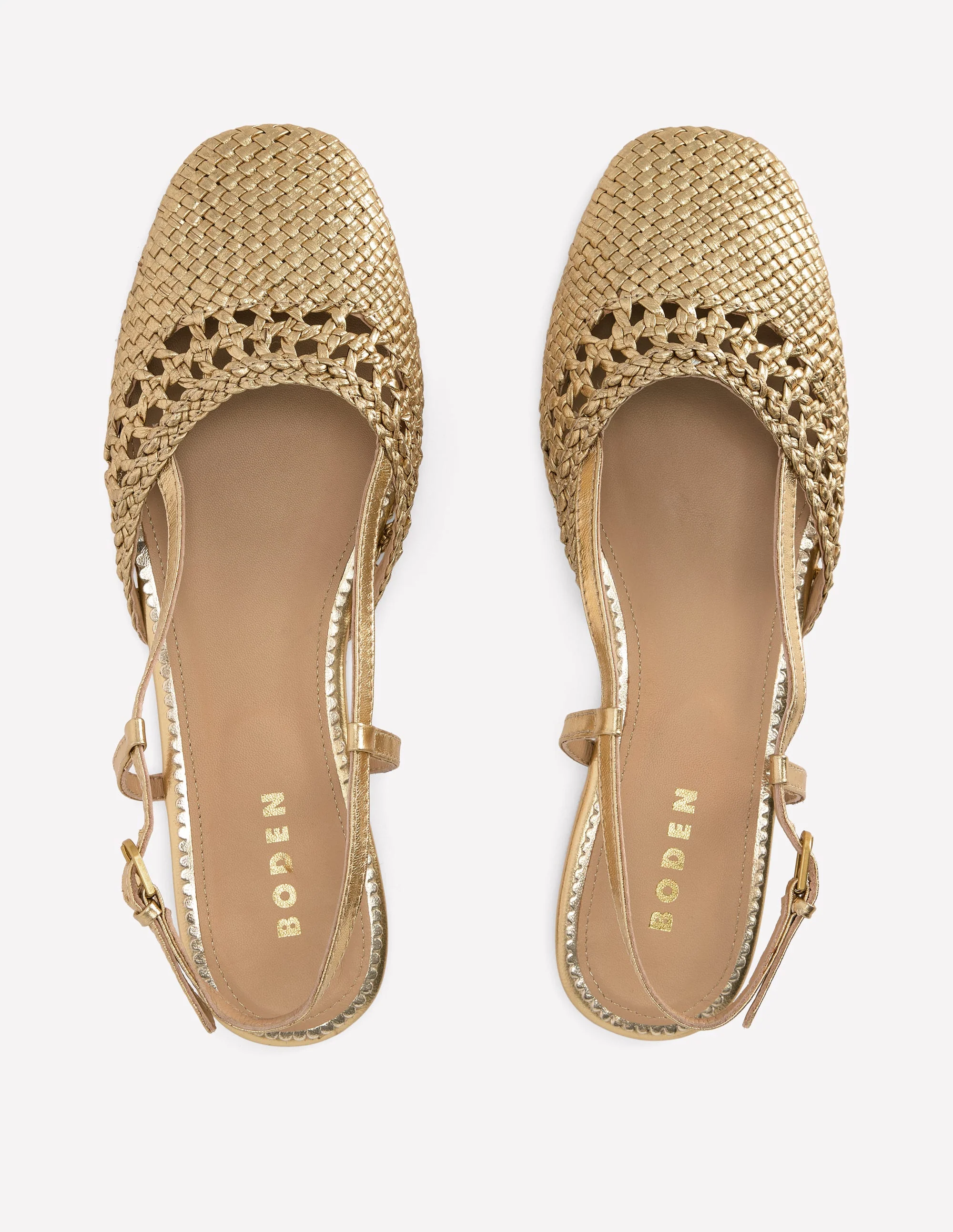 Woven Slingback Flats-Gold - Image 5