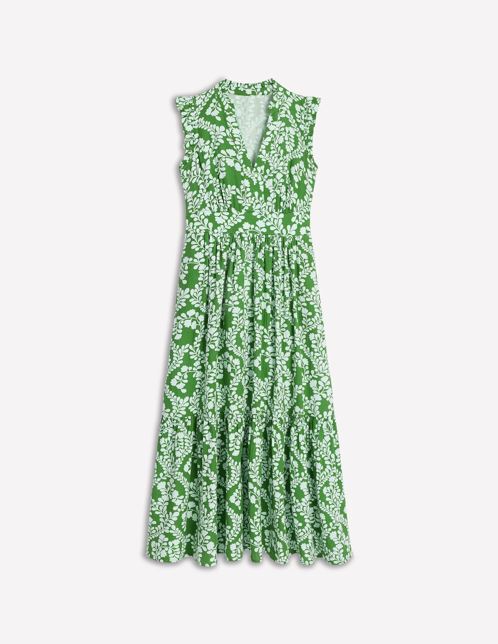 Wren Double Cloth Midi Dress-Paradise Green,Vine Silhouette - Image 5