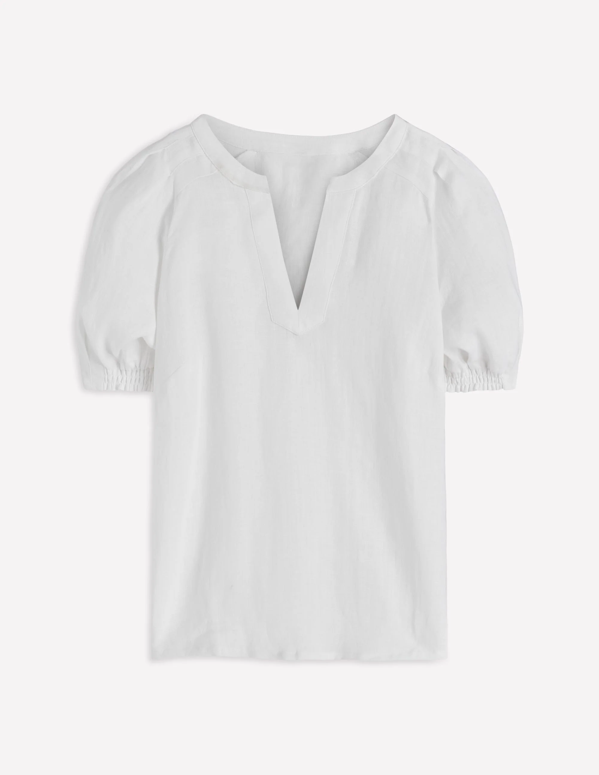 Yoke Collar Linen Top-White - Image 4