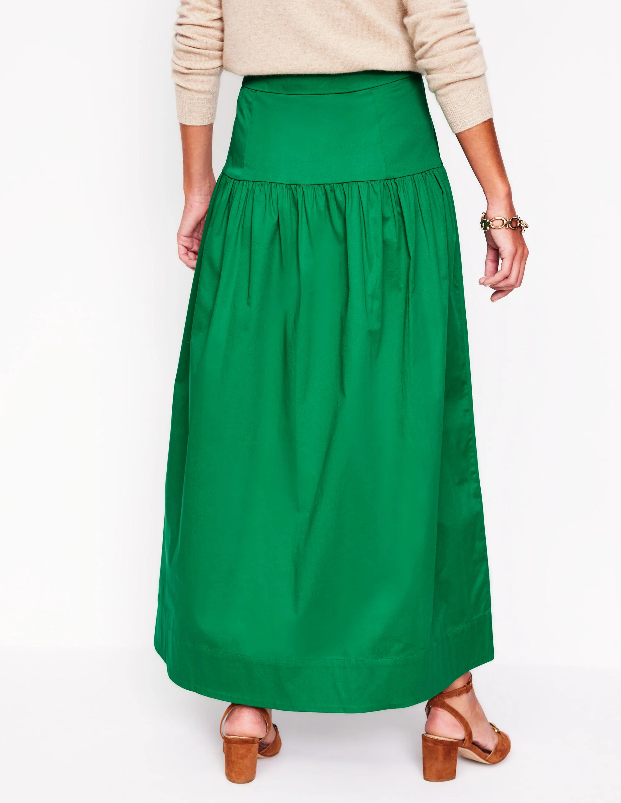 Yoke Detail Maxi Skirt-Rich Emerald - Image 3
