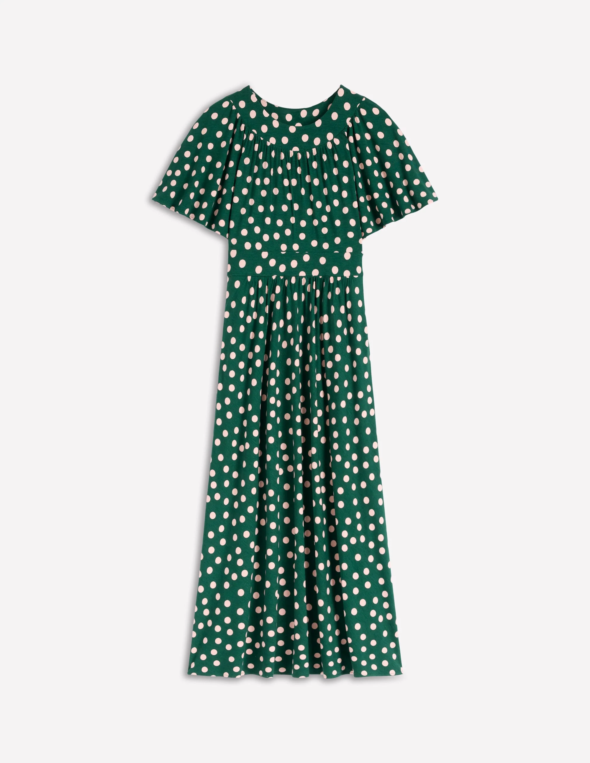 Yoke Panel Maxi Dress-Emerald Night, Painted Dot - Image 5