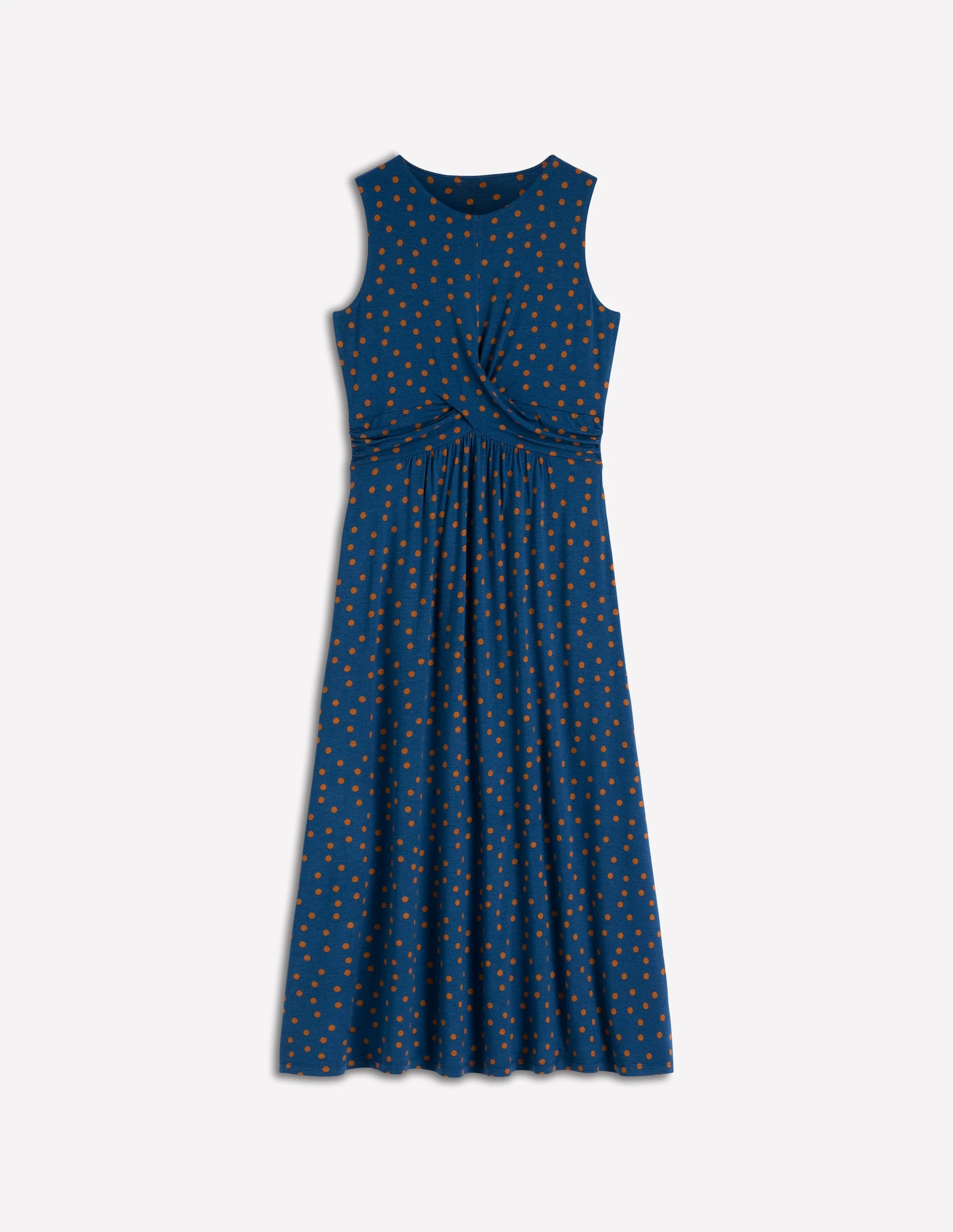 Zara Cross Waist Jersey Dress-Tourmaline Blue, Painted Dot - Image 6