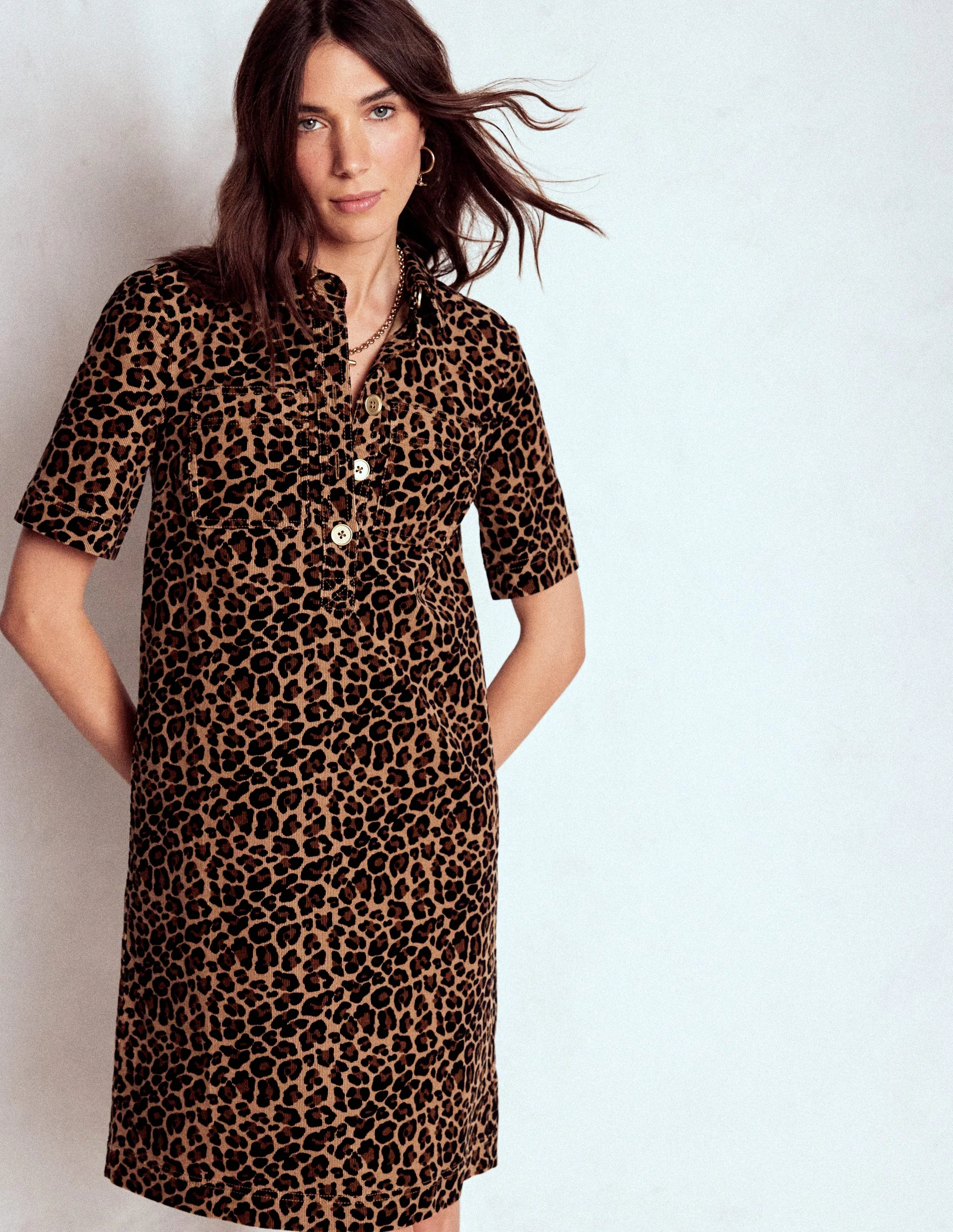 Zia Cord Pocket Shirt Dress-Multi, Cheetah Pop - Image 6